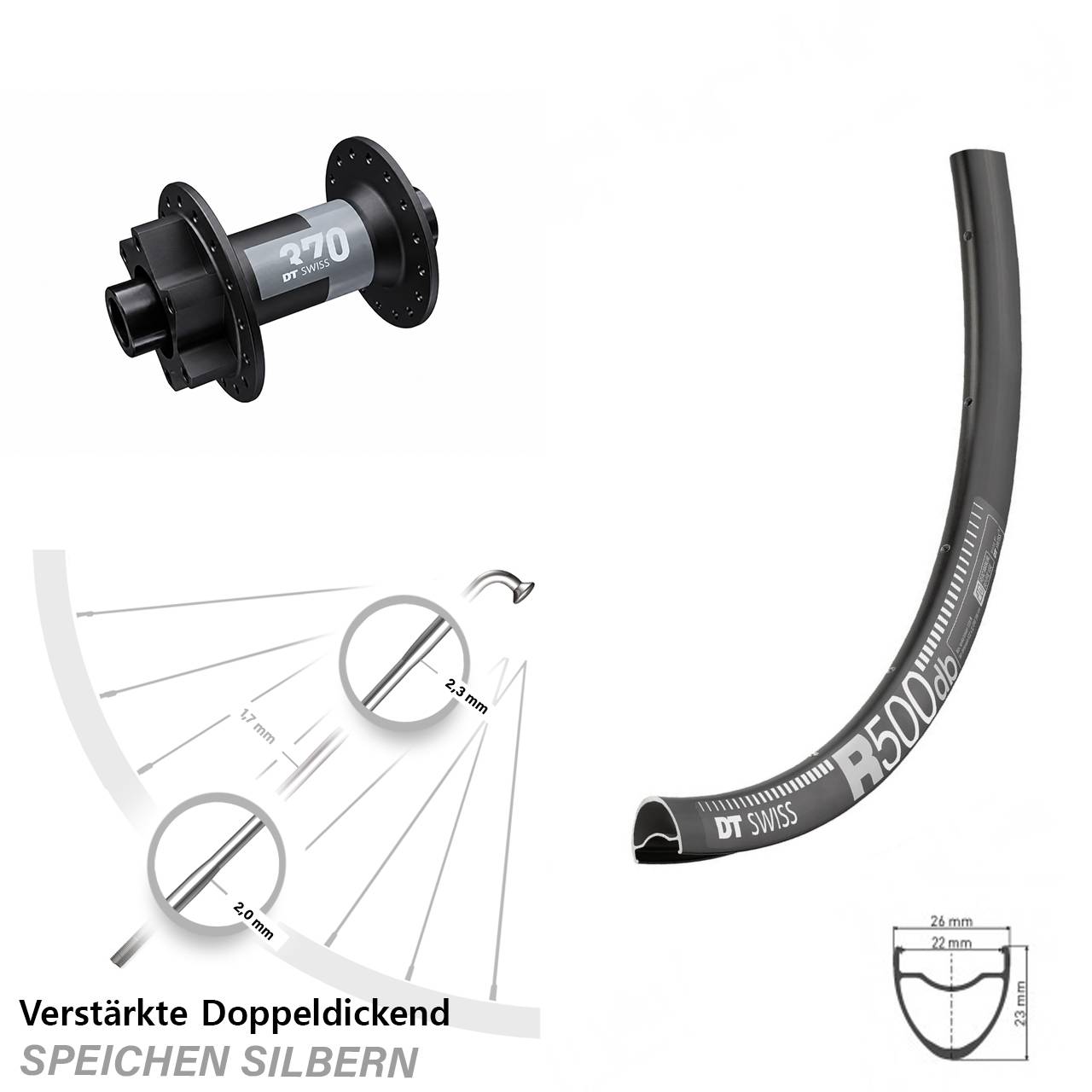 Disc Laufrad 12x100 28 Zoll DT Swiss R 500-370