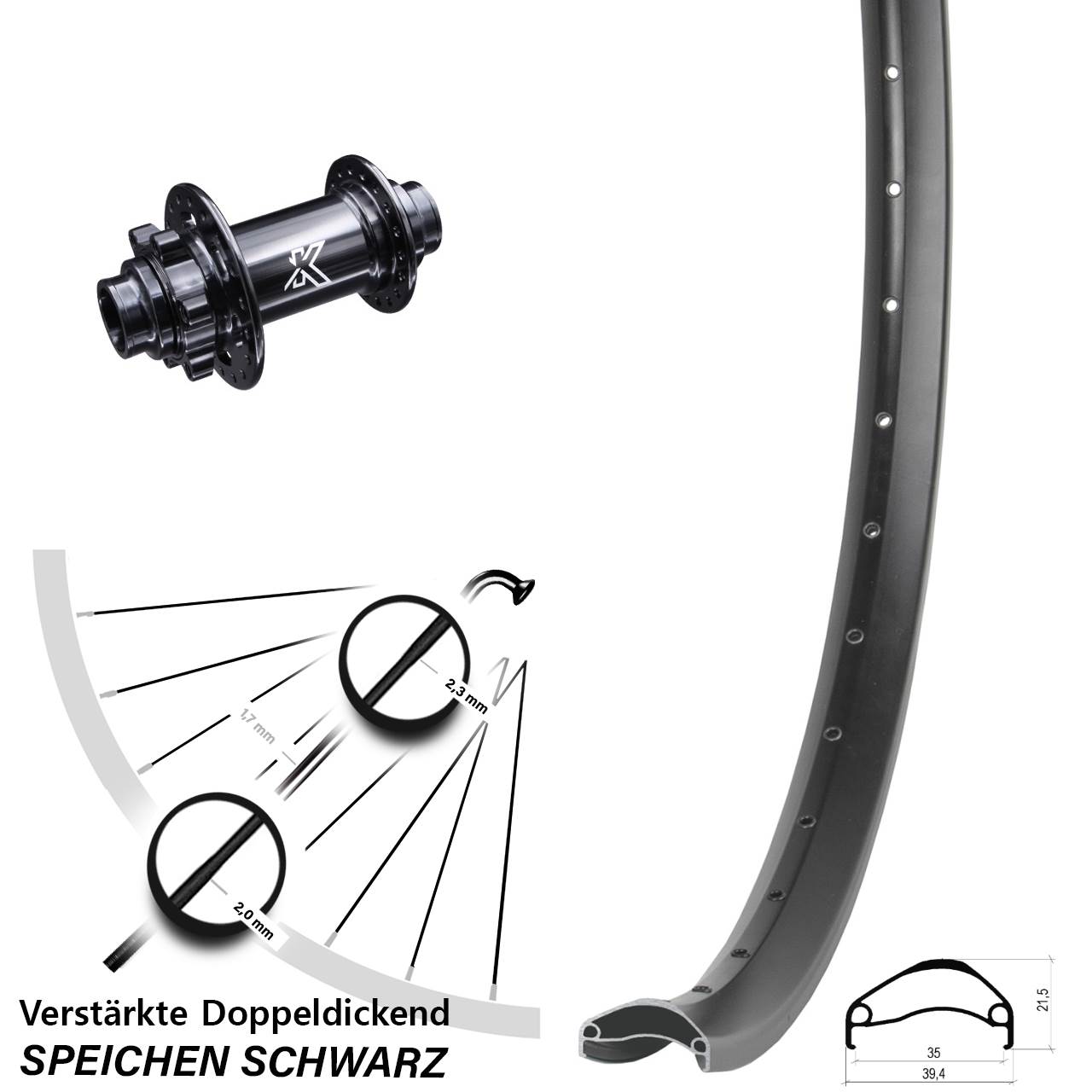 Disc Vorderrad 29 Zoll Ambrosio E35 KX-M Downhill 20x110 non Boost