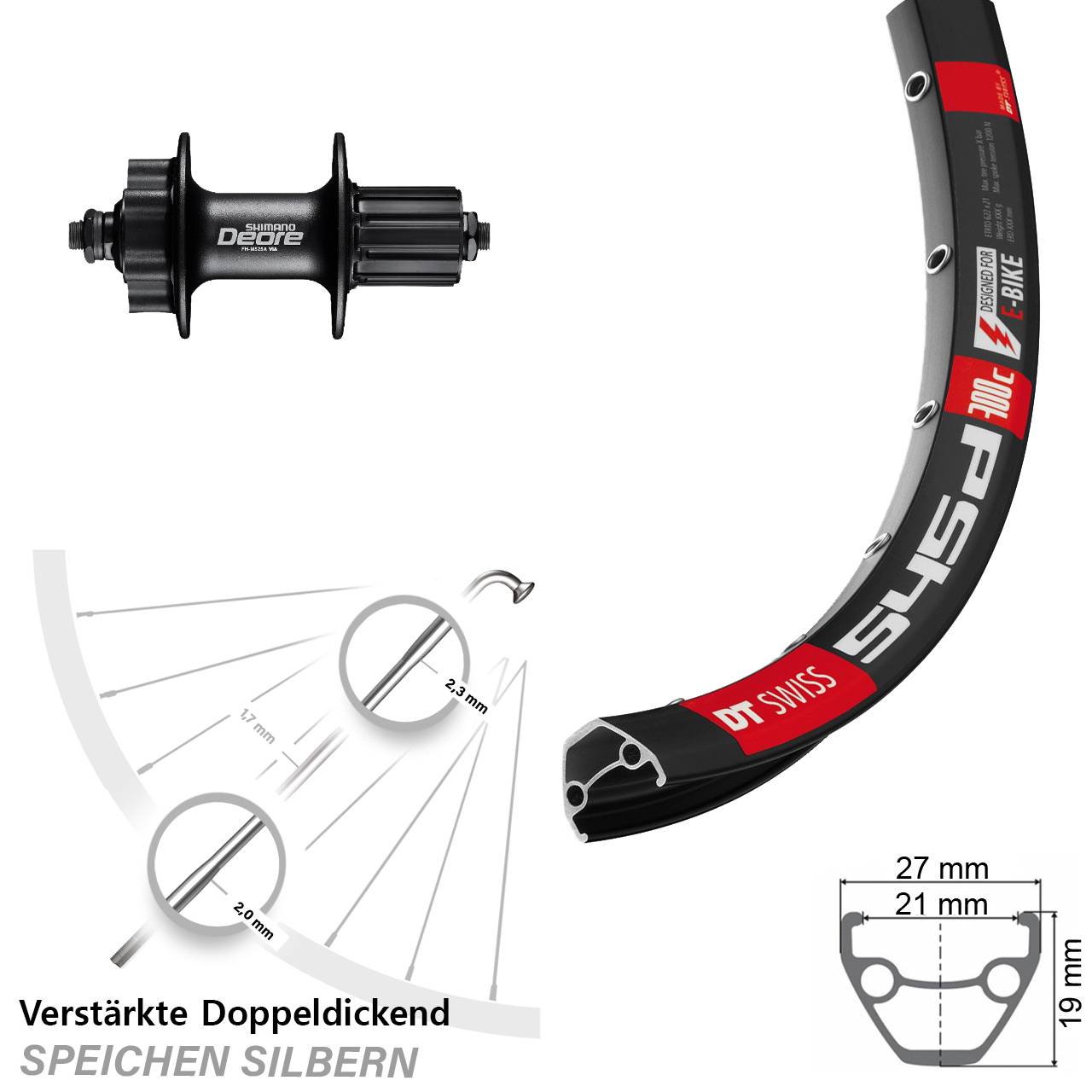 DT Swiss 545 Shimano Deore 26 Zoll Hinterrad 6-Loch QR 8-11 fach HG