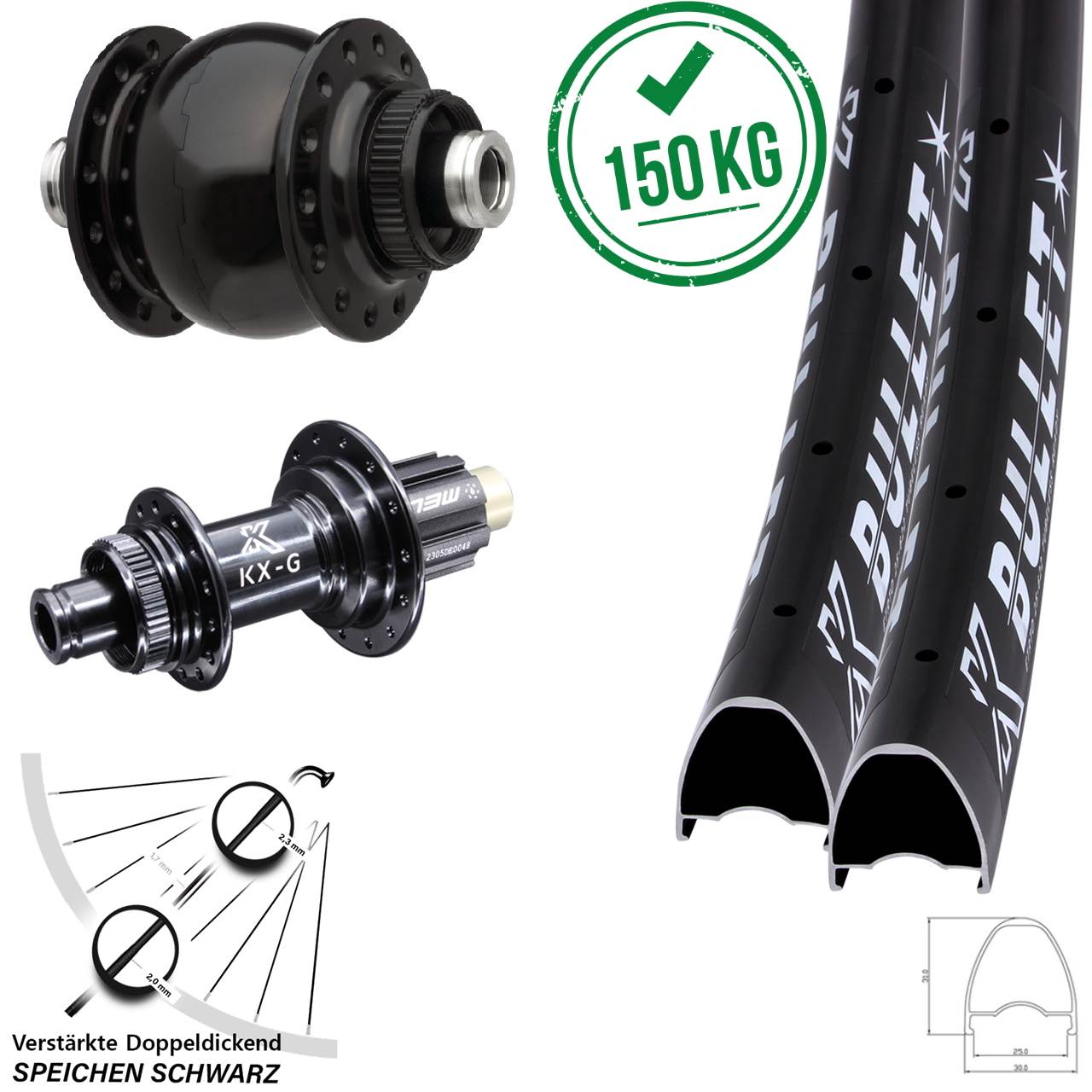 28 Zoll KX-G Bullet OS SON 28 Laufradsatz Centerlock 12x100/142 Campagnolo N3W