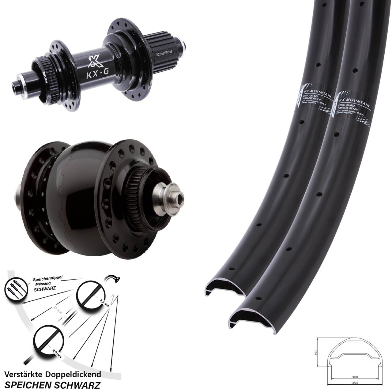 29 Zoll KX-GS Mountain TR Heavy Duty SON delux Disc Laufradsatz QR Micro Spline