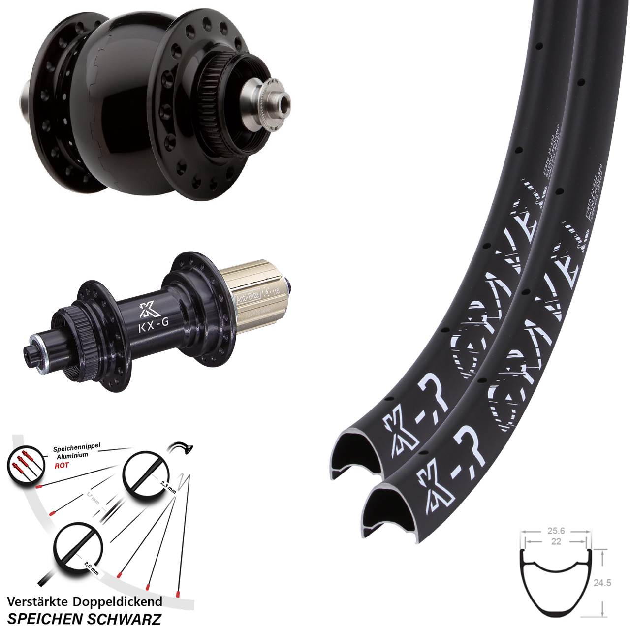 SON 28 Zoll KX-R Gravel Laufradsatz für Schnellspanner 8-12 fach HG