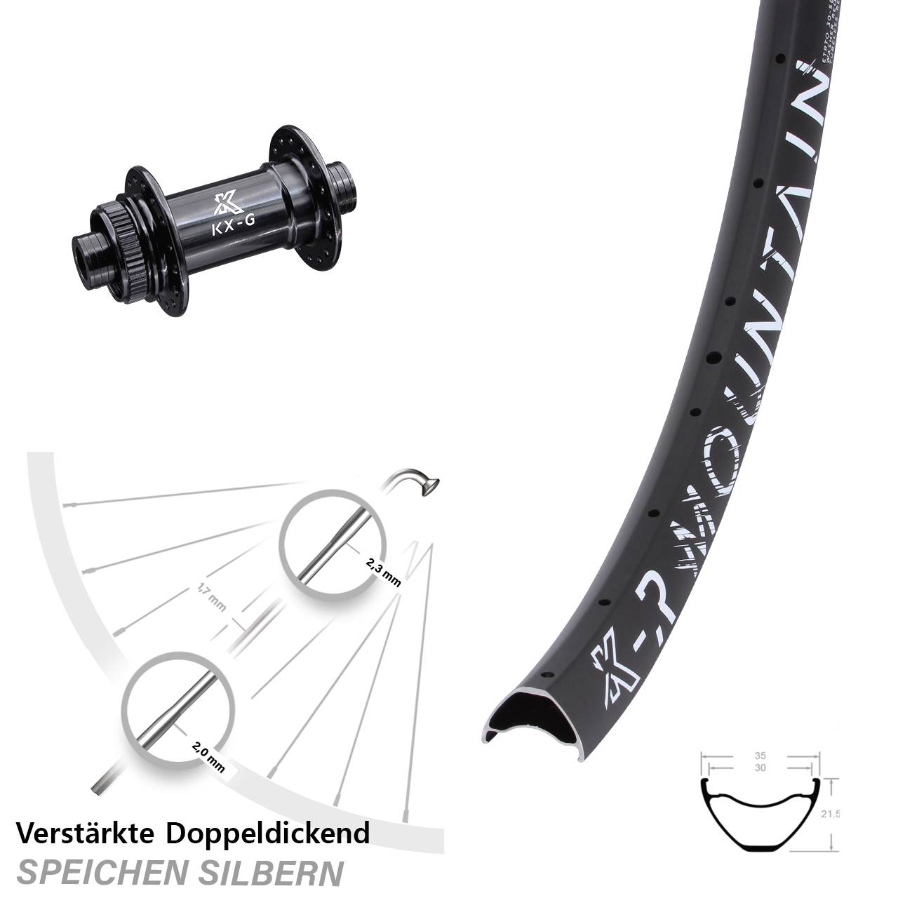 Vorderrad KX-R Mountain 30-622 ETRTO DT Disc Centerlock 12x100 mm