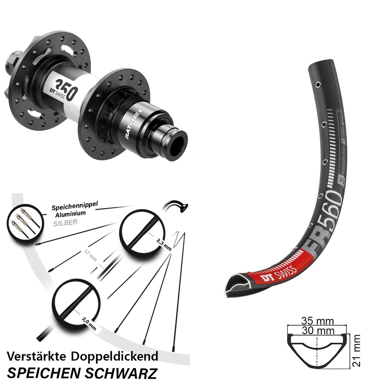 26 Zoll FR 560 DT Swiss 350 Boost 6-Loch Hinterrad 12x148 XD 11-12 fach