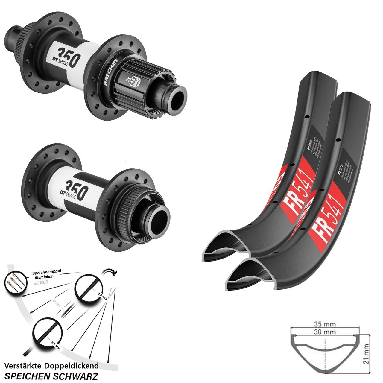 Laufradsatz Boost Disc 27,5 Zoll DT Swiss FR541-350 Ratchet 36 Micro Spline