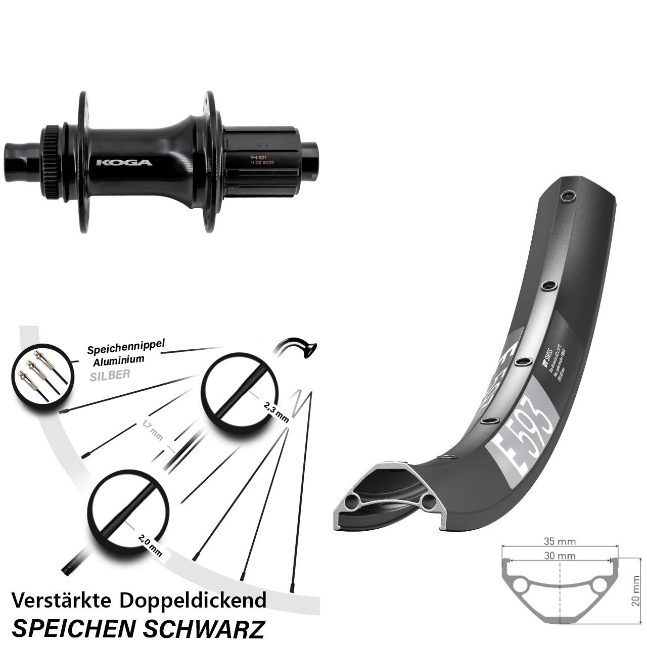 Centerlock Hinterrad 29 Zoll DT Swiss E593 Formula ECT-148S 8-11 fach 12x148