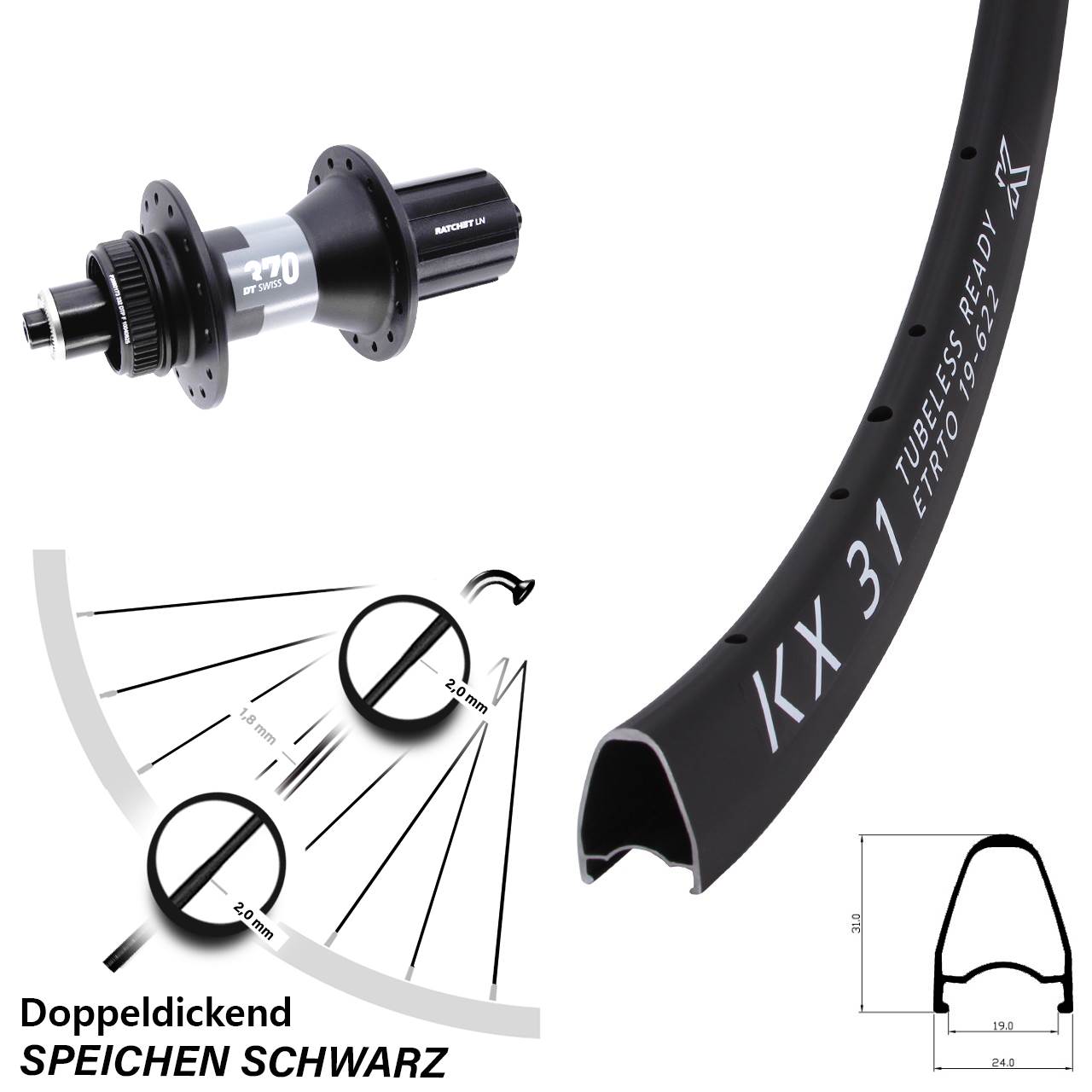 31 28 Zoll Hinterrad DT Swiss 370 8-12 fach