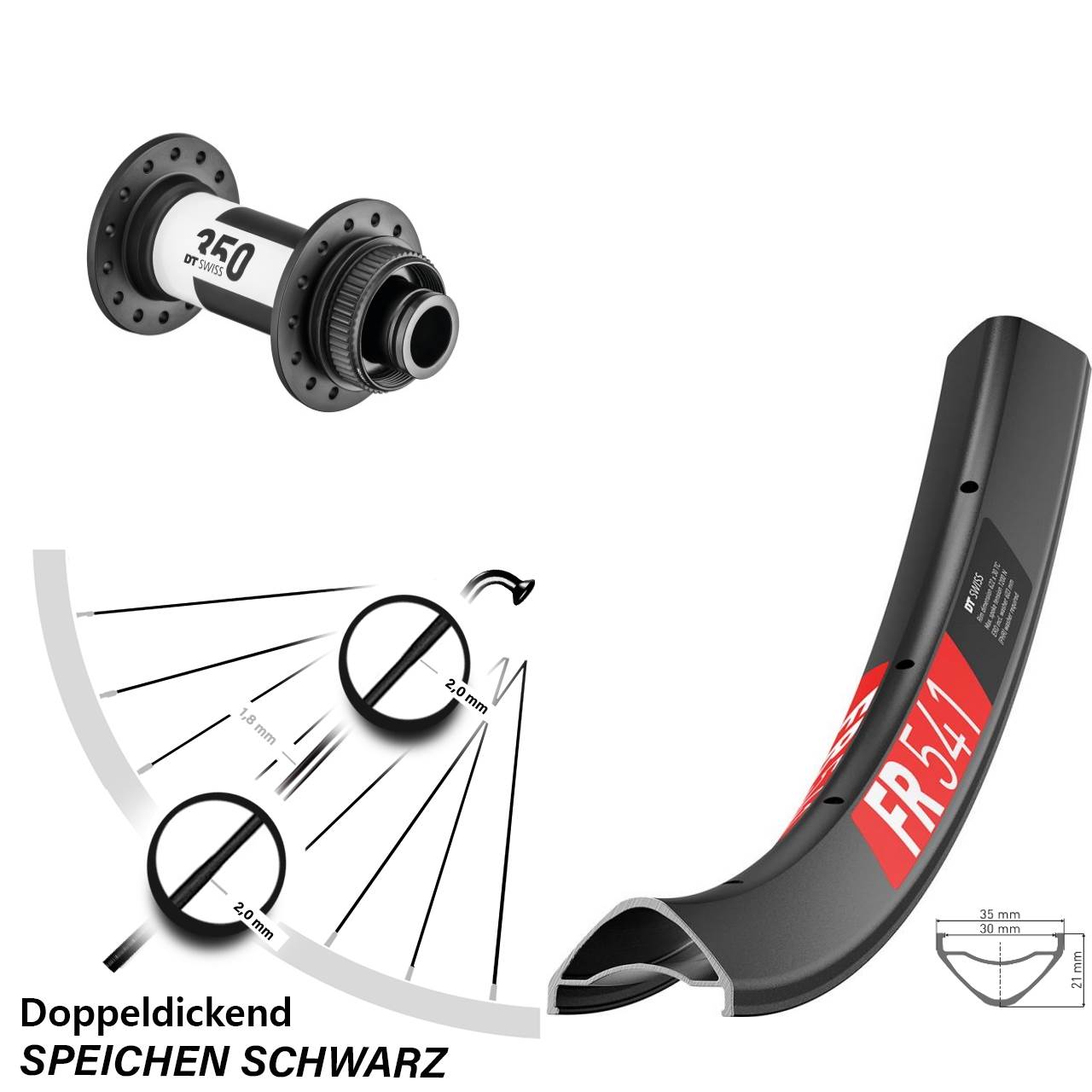 Centerlock Vorderrad 15x100 29 Zoll DT Swiss FR 541-350