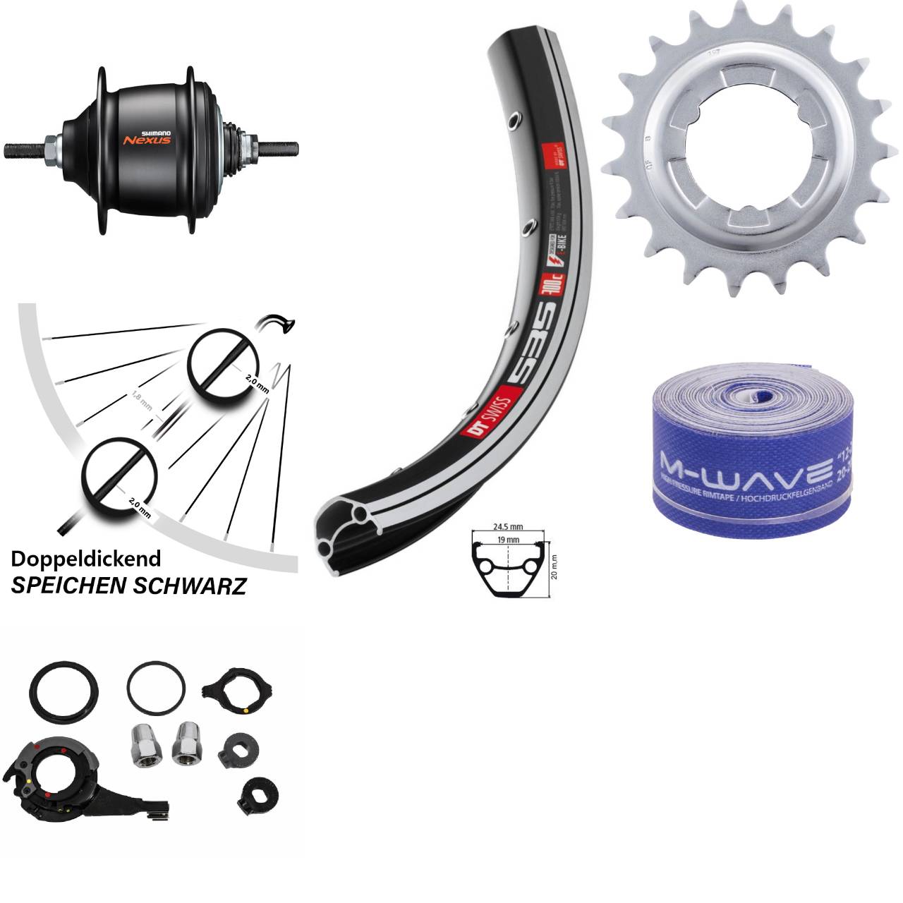 28 Zoll Shimano Nexus 8 Gang DT Swiss 535 Hinterrad mit Freilauf
