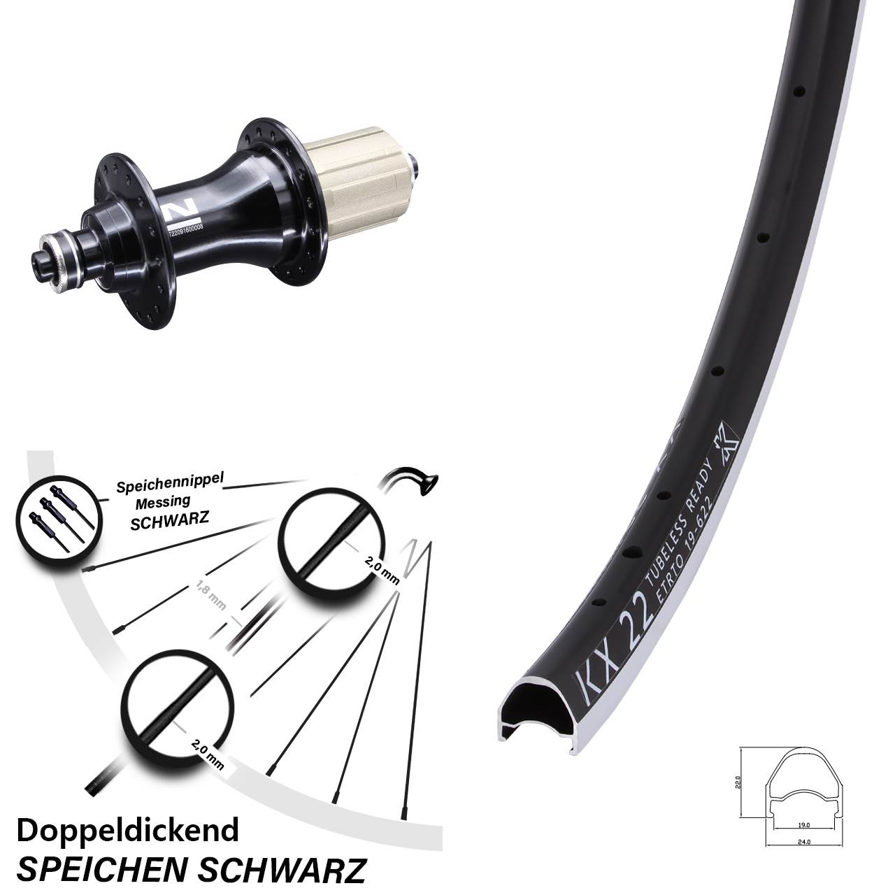 Laufrad hinten 28 Zoll KX 22 Novatec F162 8-12 fach HG QR