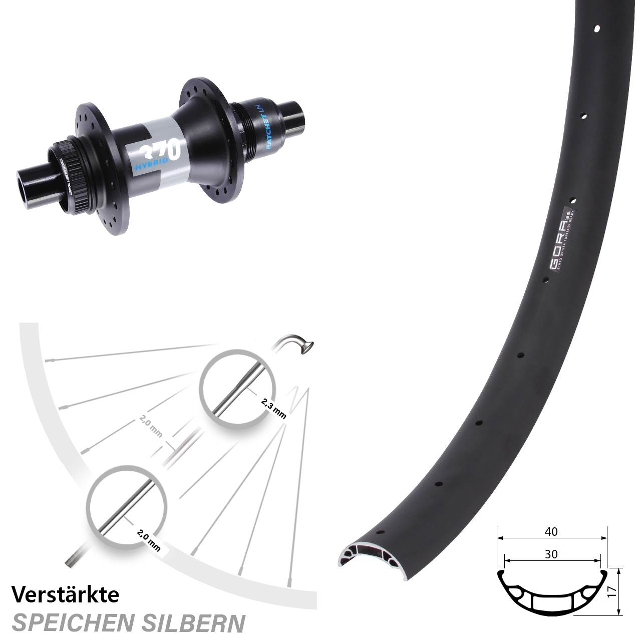 Disc Laufrad 27,5 Zoll Gora 35 DT Swiss Hybrid 370 SRAM XD 12x148