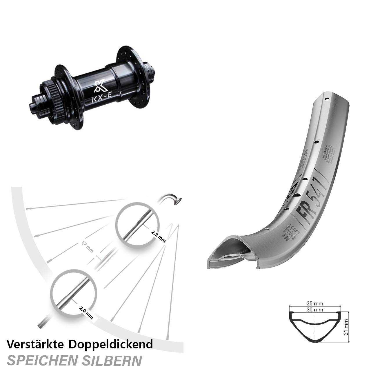 29 Zoll DT Swiss FR541 silbern KX-E Centerlock 5x100 schwarz Laufrad