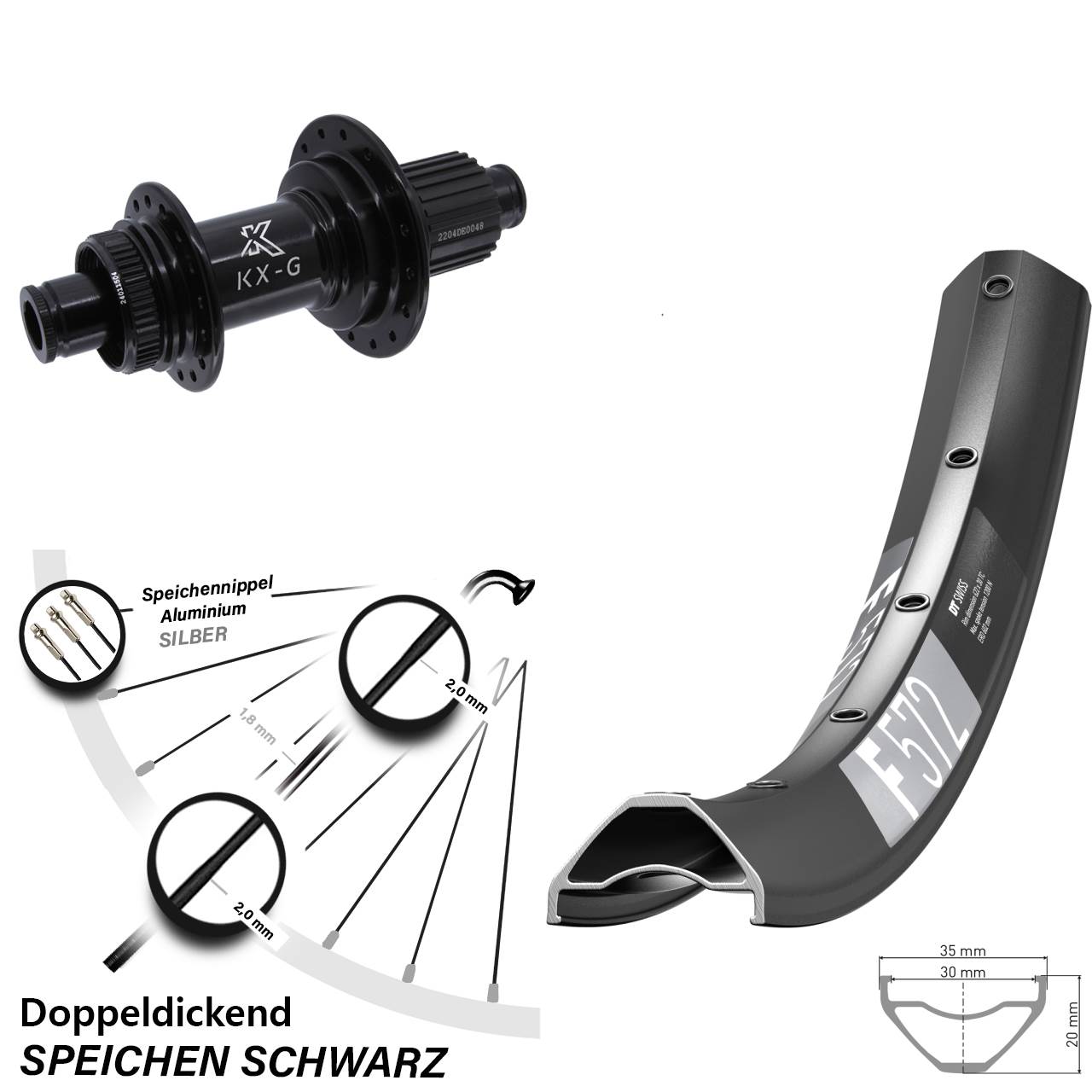 Hinterrad 29 Zoll DT Swiss F572 KX-GS Micro Spline 12x142