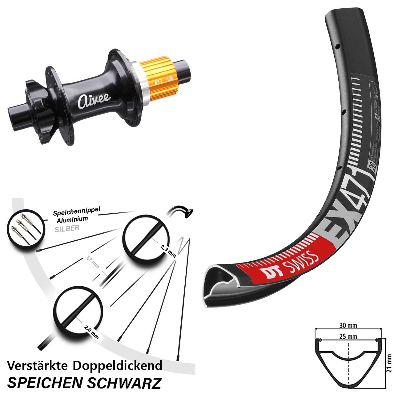 DT Swiss EX 471 Aivee 26 Zoll Disc Laufrad 12x148 Shimano Micro Spline