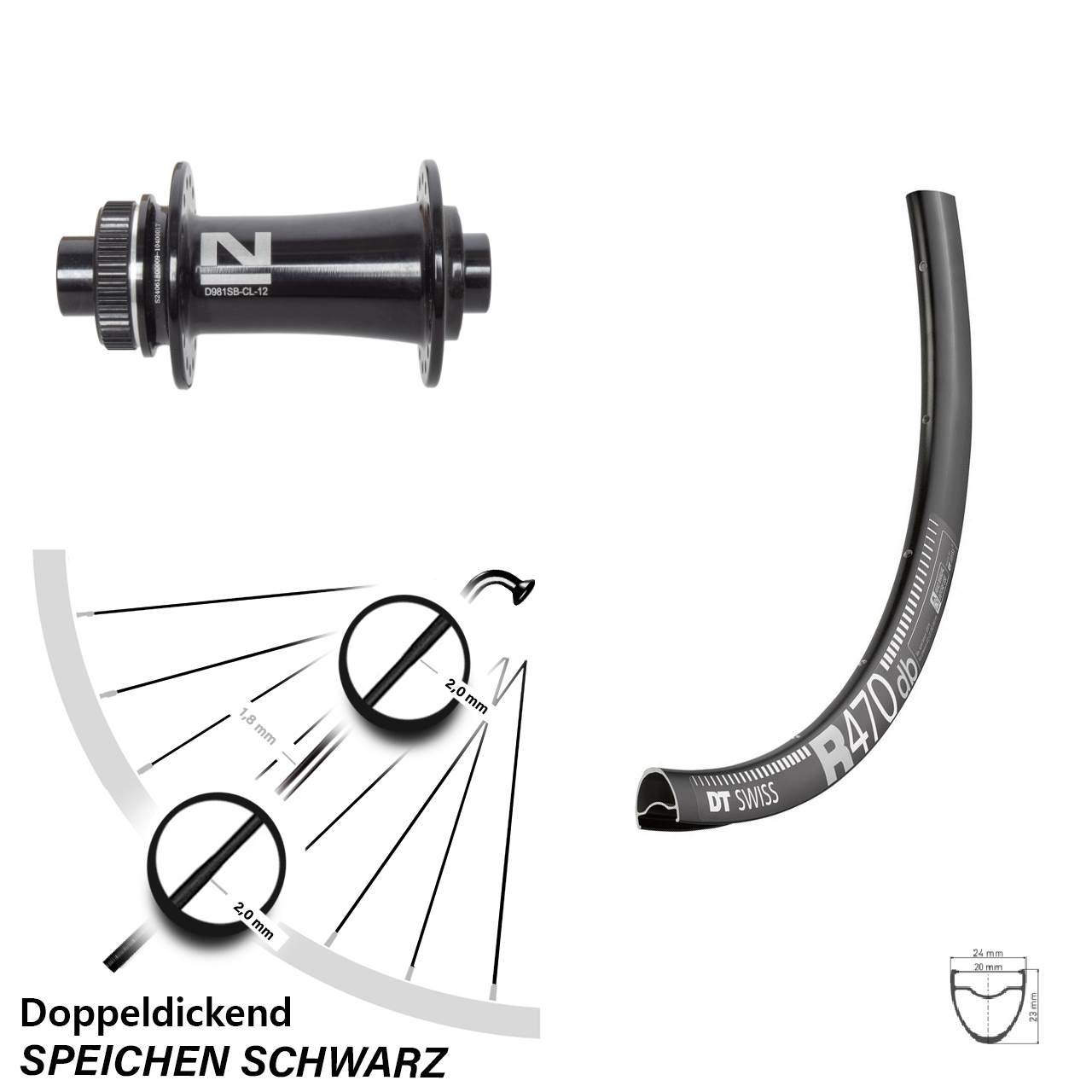 Disc Vorderrad 28 Zoll DT Swiss R 470 Novatec D981 12x100