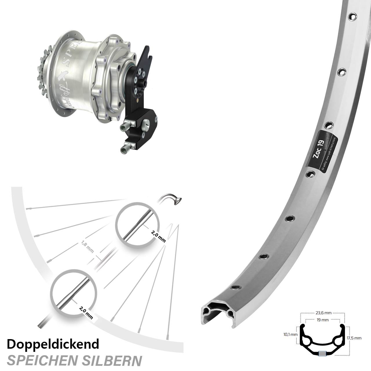 Rohloff Speedhub CC OEM2 DB Ryde Zac 19 Hinteres Rad 26 Zoll