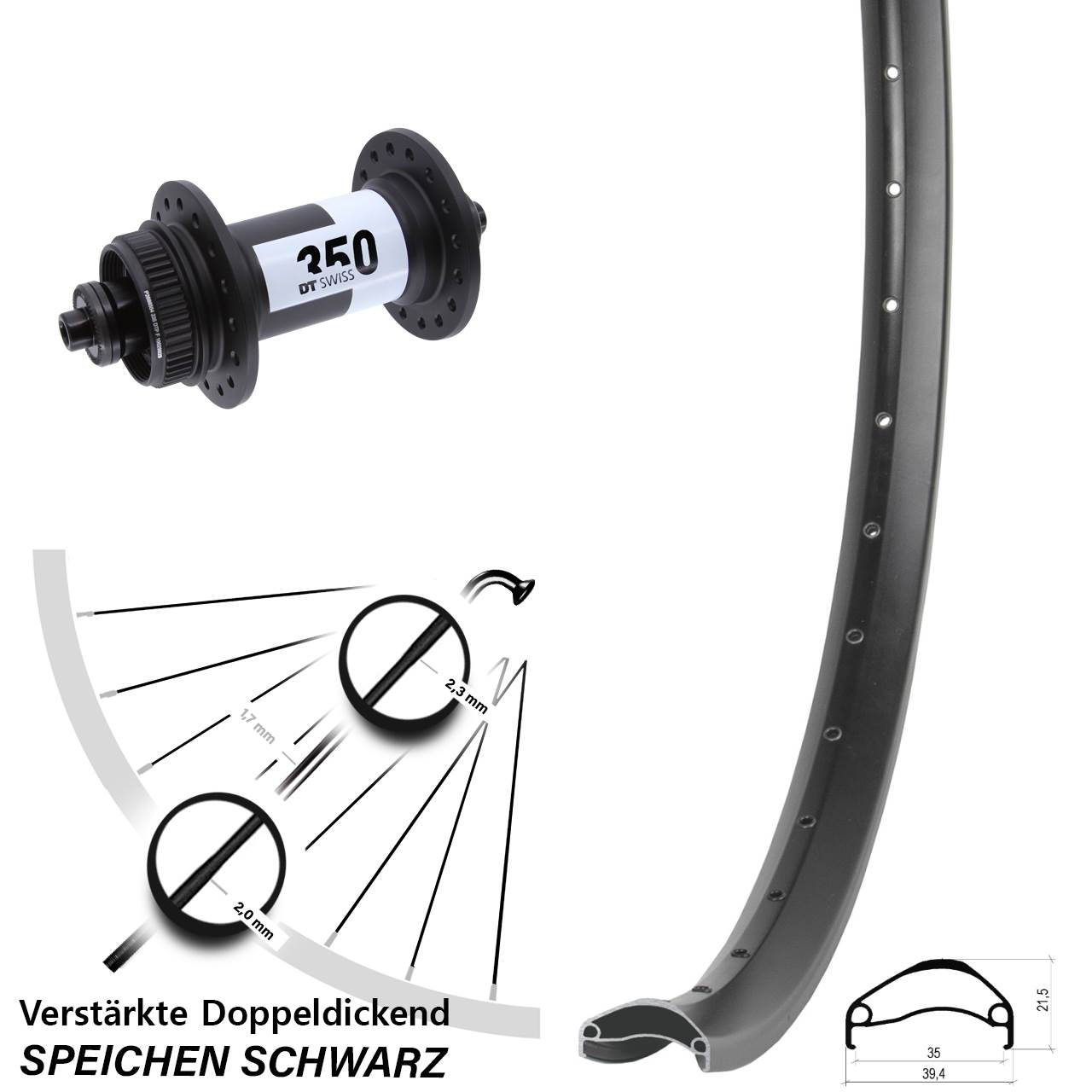 Vorderrad Centerlock QR 29 Zoll Ambrosio E35 DT Swiss 350