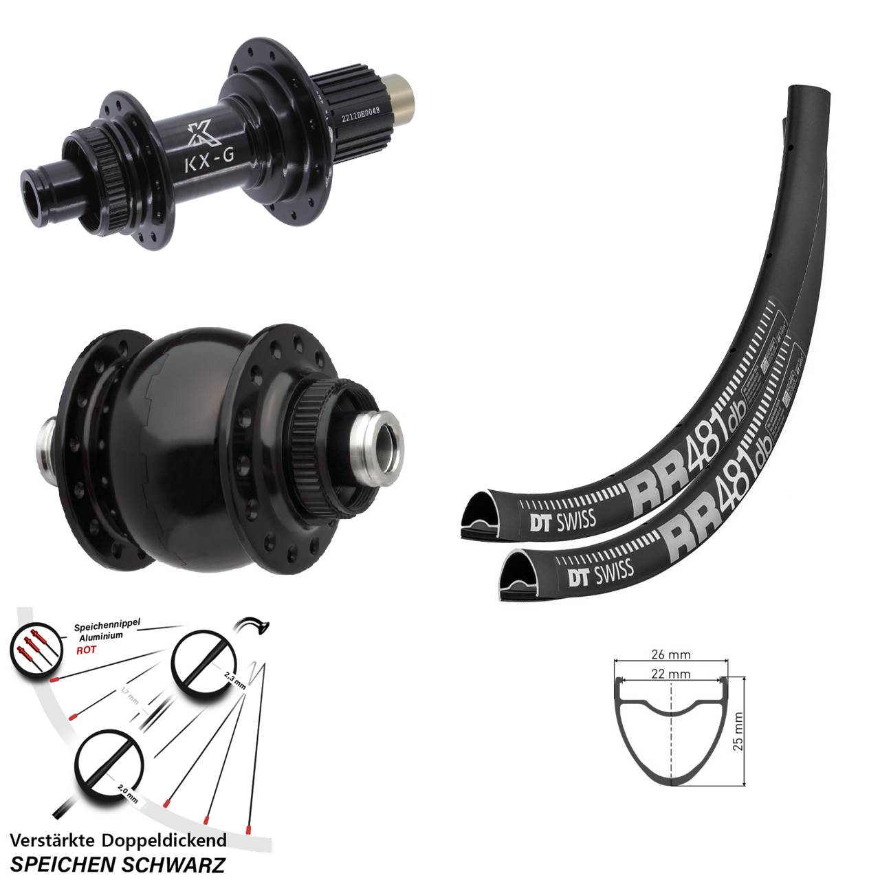 Laufradsatz Centerlock 28 Zoll DT Swiss RR481 KX-G SON delux Micro Spline 12x100/142