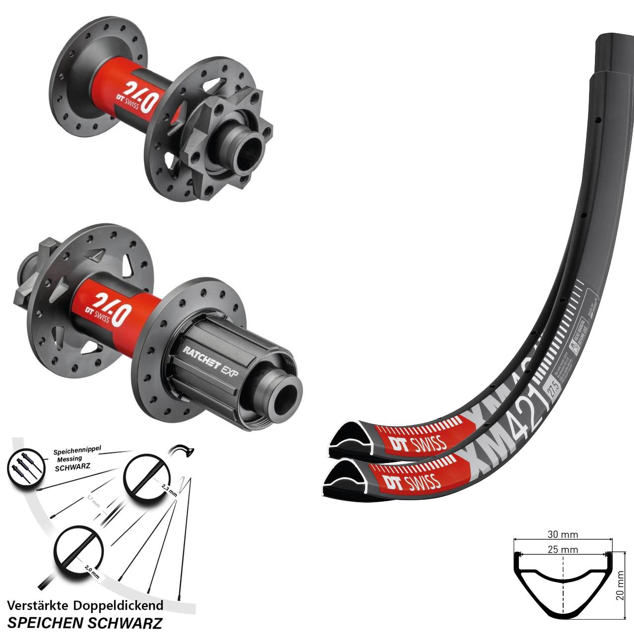 Disc Laufrad-Satz 27,5 Zoll DT Swiss XM 421 240 EXP 8-11 fach HG 15x110 12x148