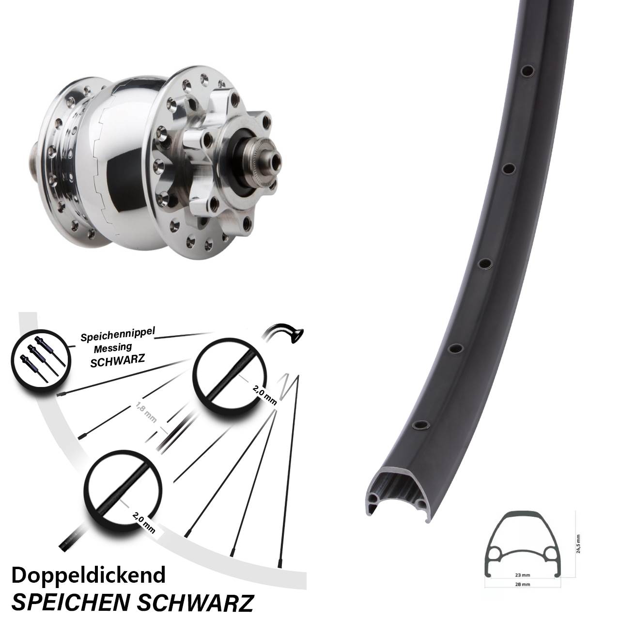 SON 28 Ambrosio Sport 29 Zoll Disc Laufrad mit Nabendynamo QR
