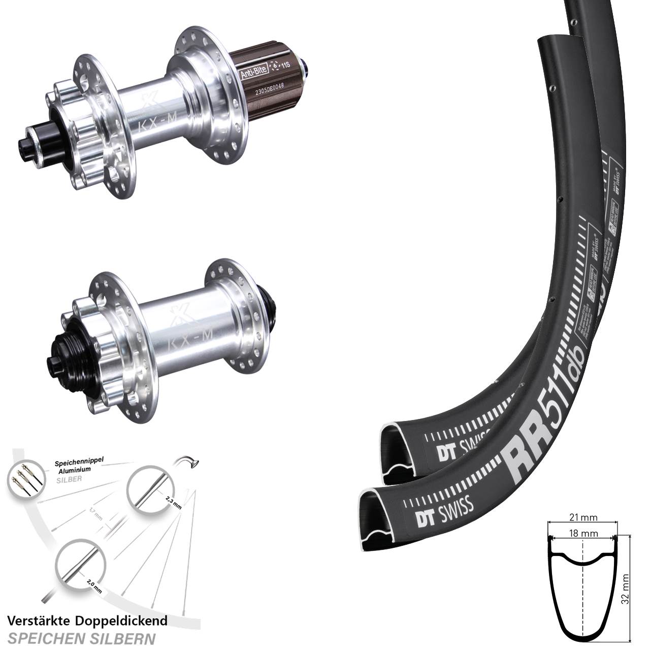 Disc Laufrad-Satz QR 28 Zoll DT Swiss RR511 KX-M 8-12 fach
