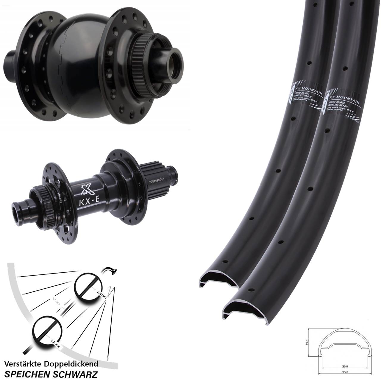 Laufradsatz 29 Zoll KX-E Mountain Heavy Duty SON 28 Micro Spline 15x110 12x148