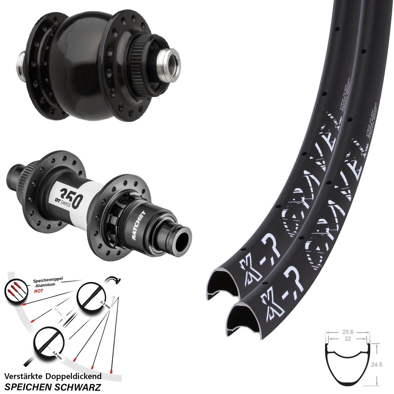 KX-R Gravel DT Swiss 350 Road SONdelux 28-29 Zoll Laufradsatz Centerlock 12x100/142 XDR