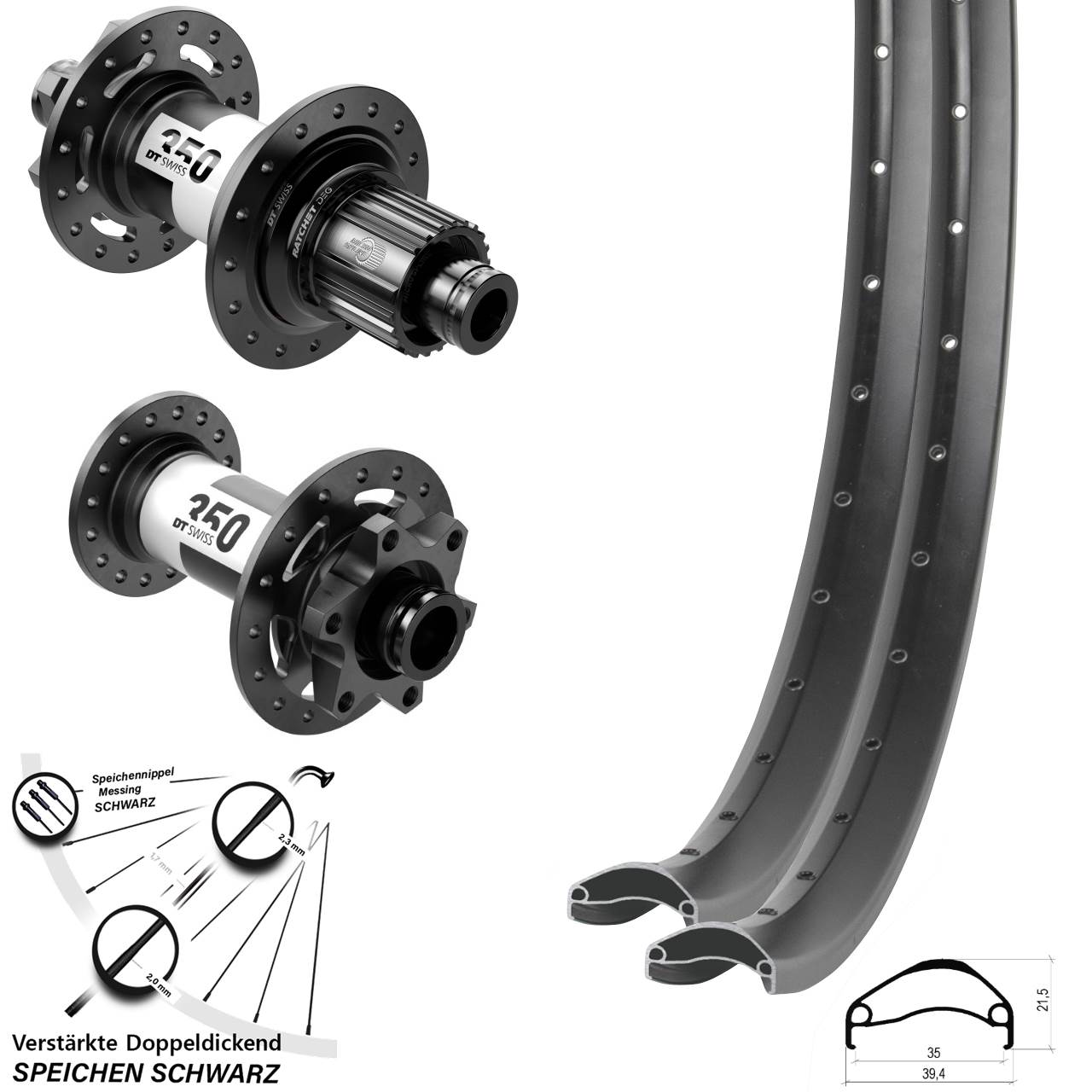 Ambrosio E35 DT Swiss 350 DEG 72 29 Zoll Laufradsatz 6-Loch 15x110 12x148 Micro Spline