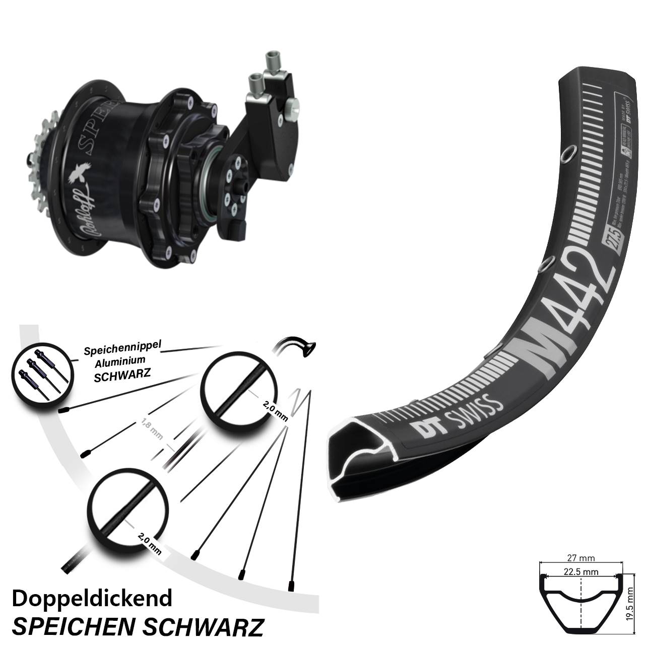 28-29 Zoll DT Swiss M 442 Rohloff CC DB OEM Tandem