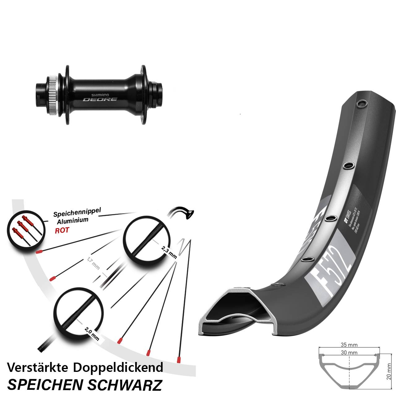 Boost Disc Vorderrad 15x110 27,5 Zoll DT Swiss F572 Shimano Deore HB-M6010