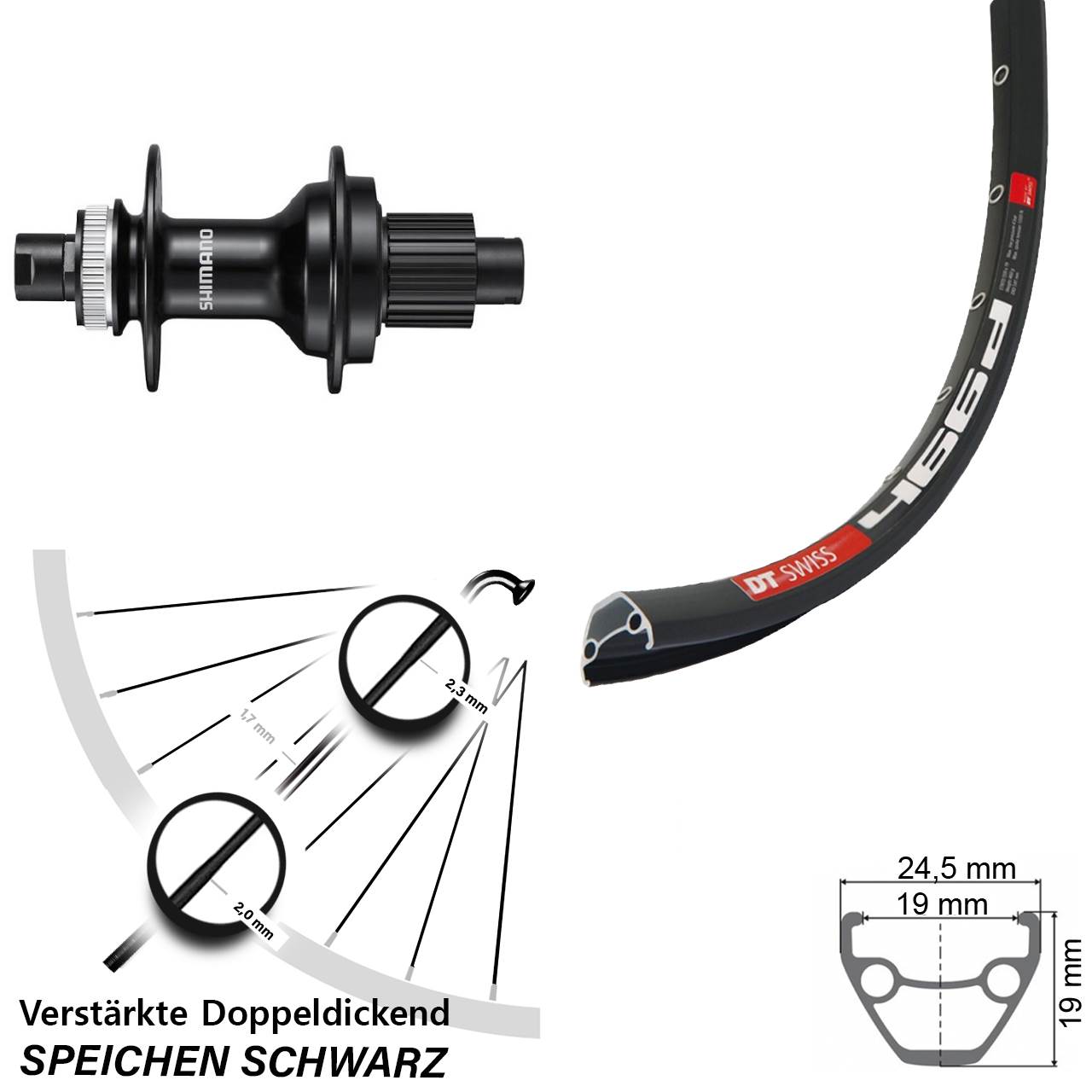 Disc Laufrad 12x142 28-29 Zoll DT Swiss 466d Shimano FH-MT510 Shimano Micro Spline