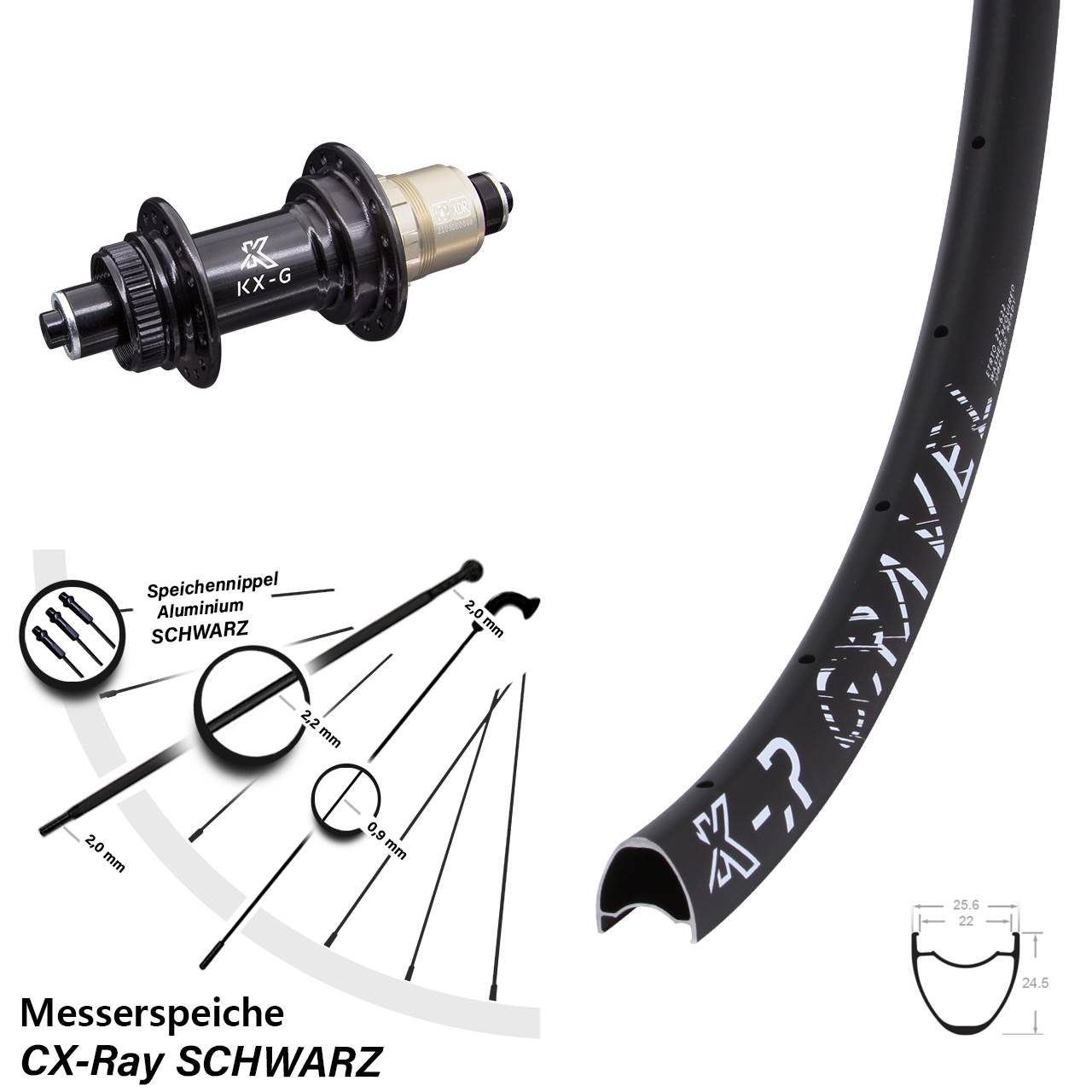 28 Zoll KX-R Gravel Messerspeiche Disc Hinterrad für Schnellspanner SRAM XDR CX-Ray