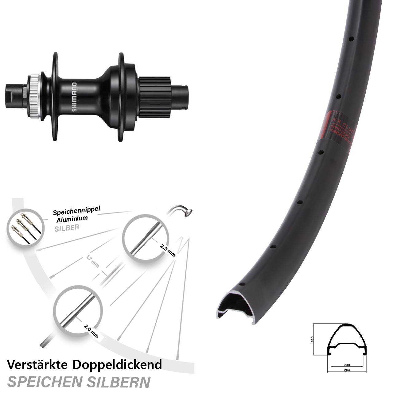 Disc Hinterrad 12x142 28 Zoll KX Clue Shimano FH-MT510 Micro Spline