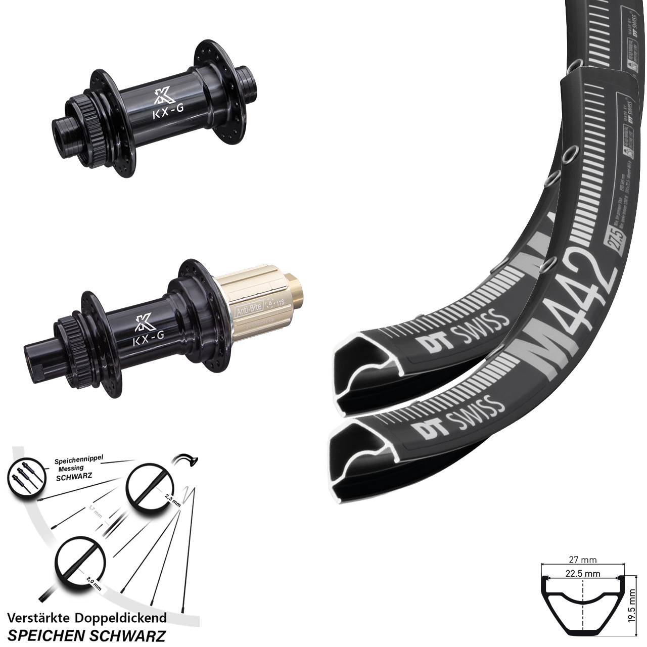 DT Swiss M 442 KX-G 29 Zoll Centerlock Laufradsatz 15x100 12x142 8-12 fach