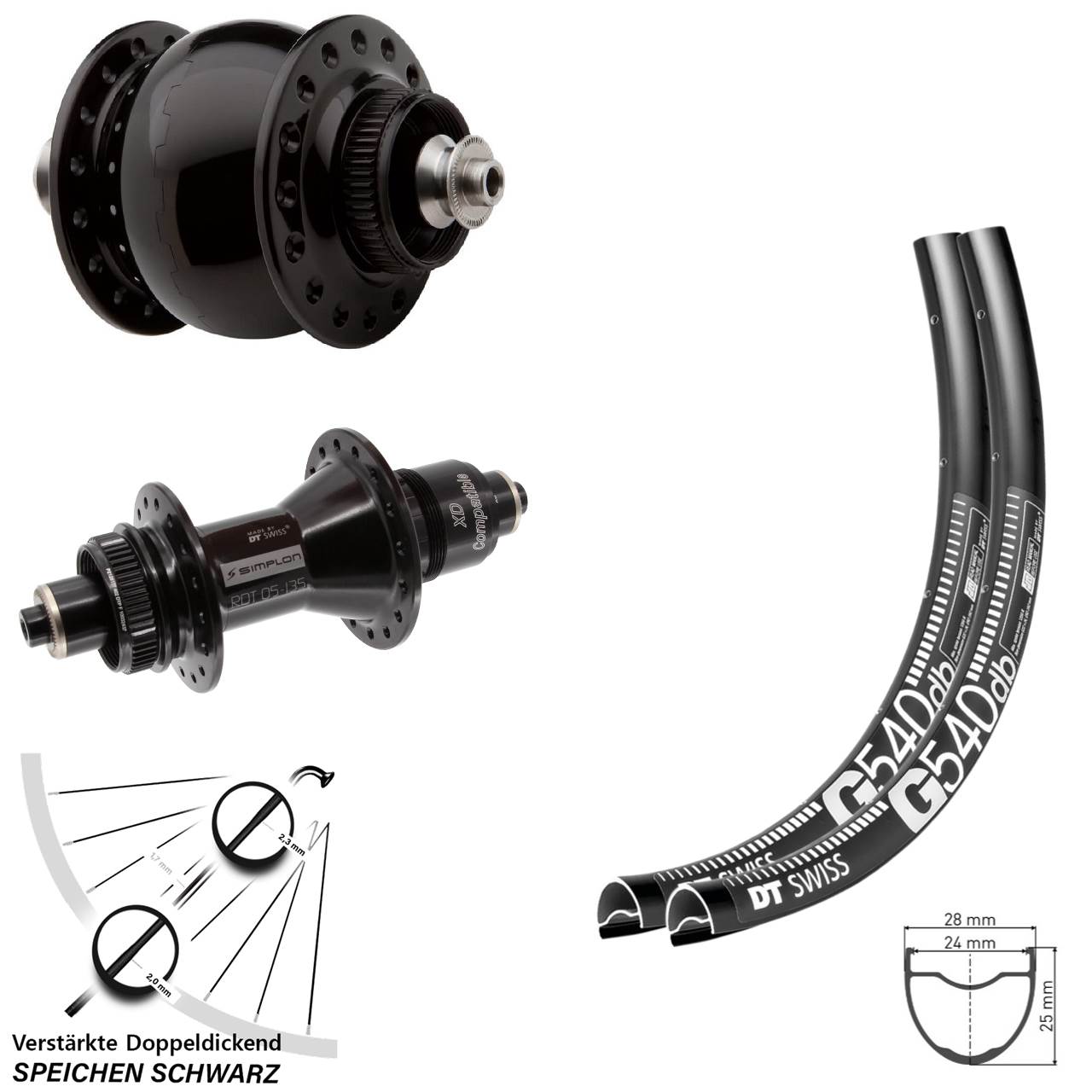 Laufradsatz Centerlock QR 29 Zoll DT Swiss G 540-370 SON 28 SRAM XD