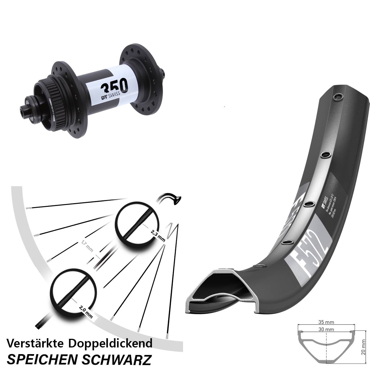 Disc Laufrad für Schnellspanner 29 Zoll DT Swiss F 572-350