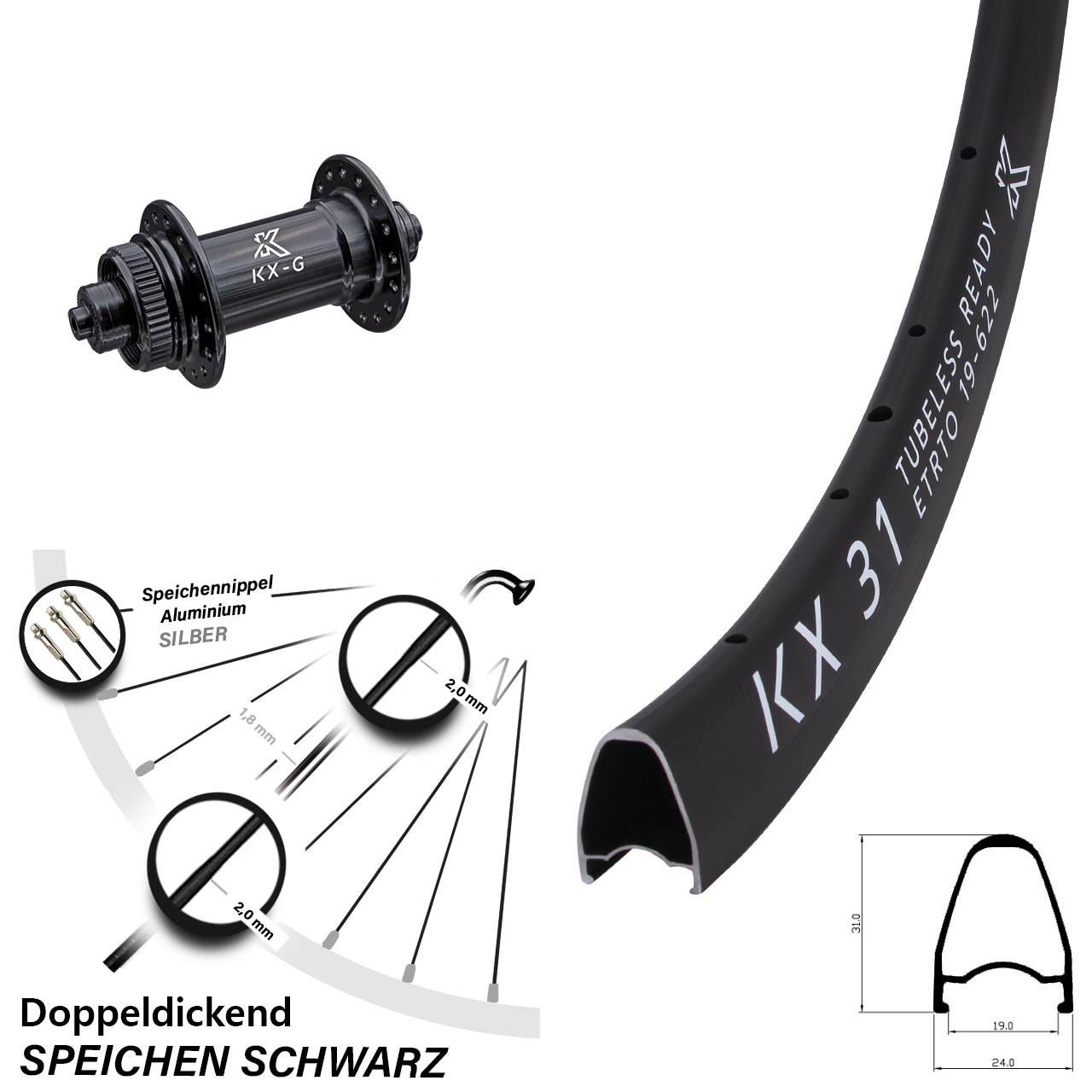 KX-G 31 28 Zoll Disc Laufrad QR
