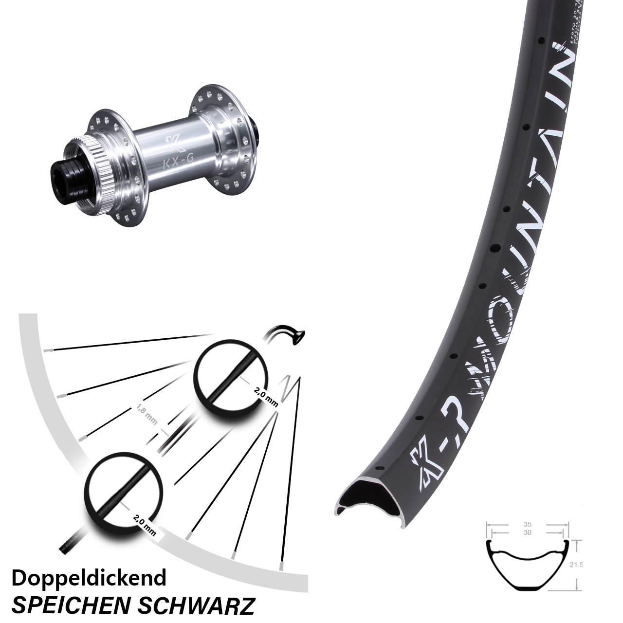 Centerlock Vorderrad 15x100 29 Zoll KX-GR Mountain