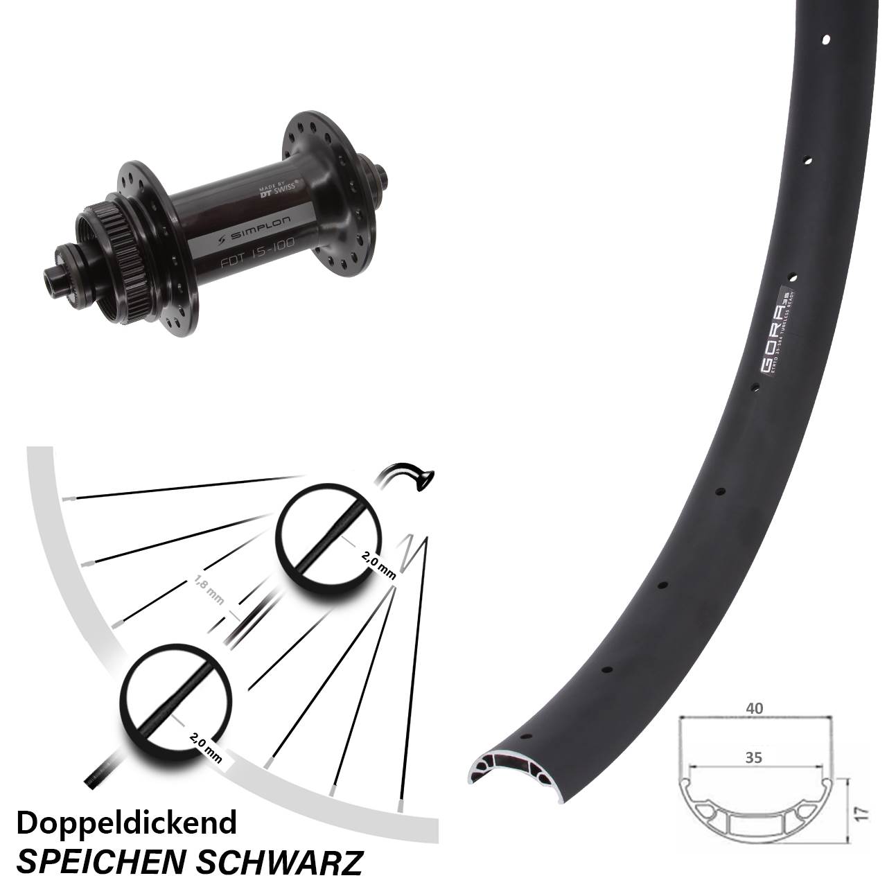 Vorderrad Centerlock 27,5 Zoll Gora 35 DT Swiss 370 QR