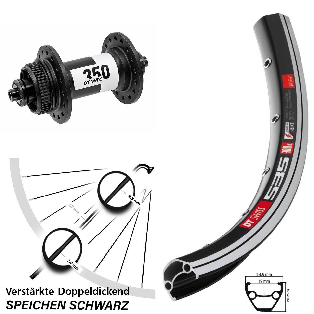 Vorderrad QR 26 Zoll DT Swiss 535-350