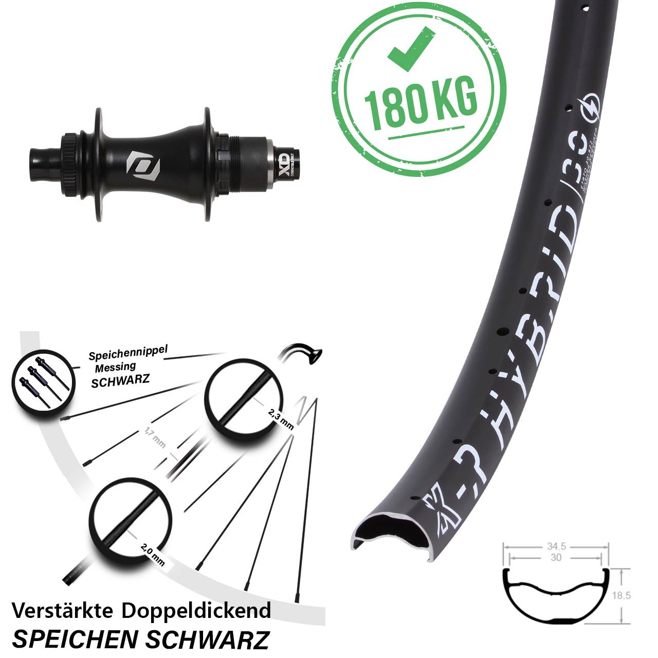 KX-R Hybrid 30 Syncros Boost SRAM XD 29 Zoll Centerlock Hinterrad 12x148