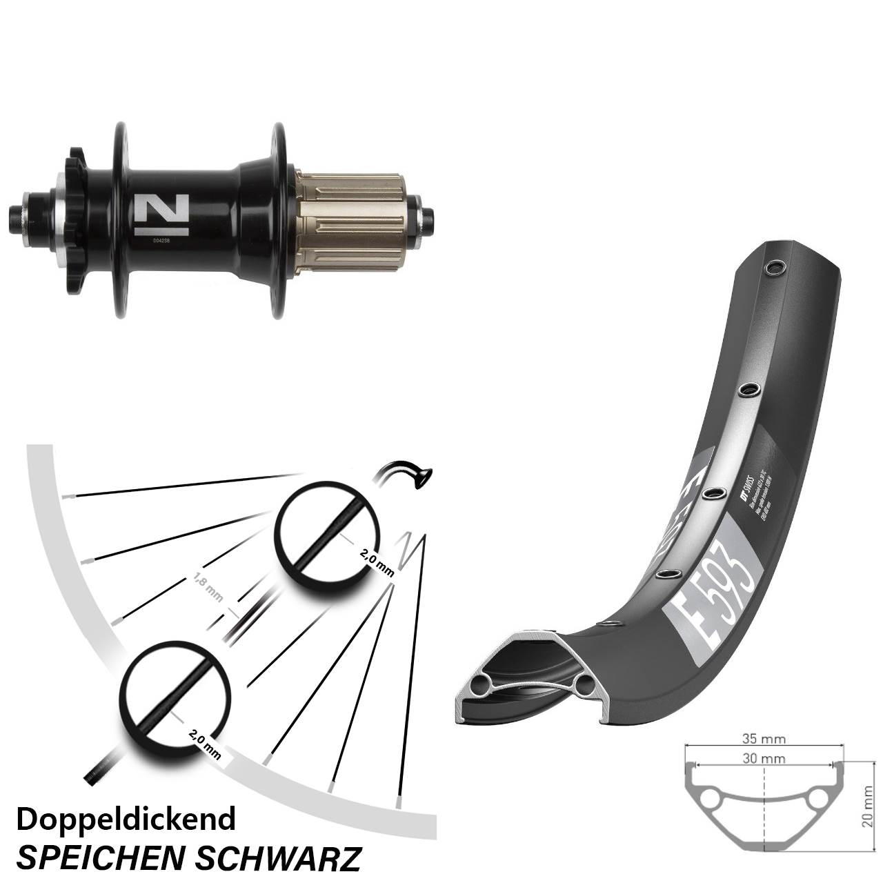 Hinterrad 6-Loch 29 Zoll DT Swiss E593 Novatec D-042SB 8-11 fach HG QR