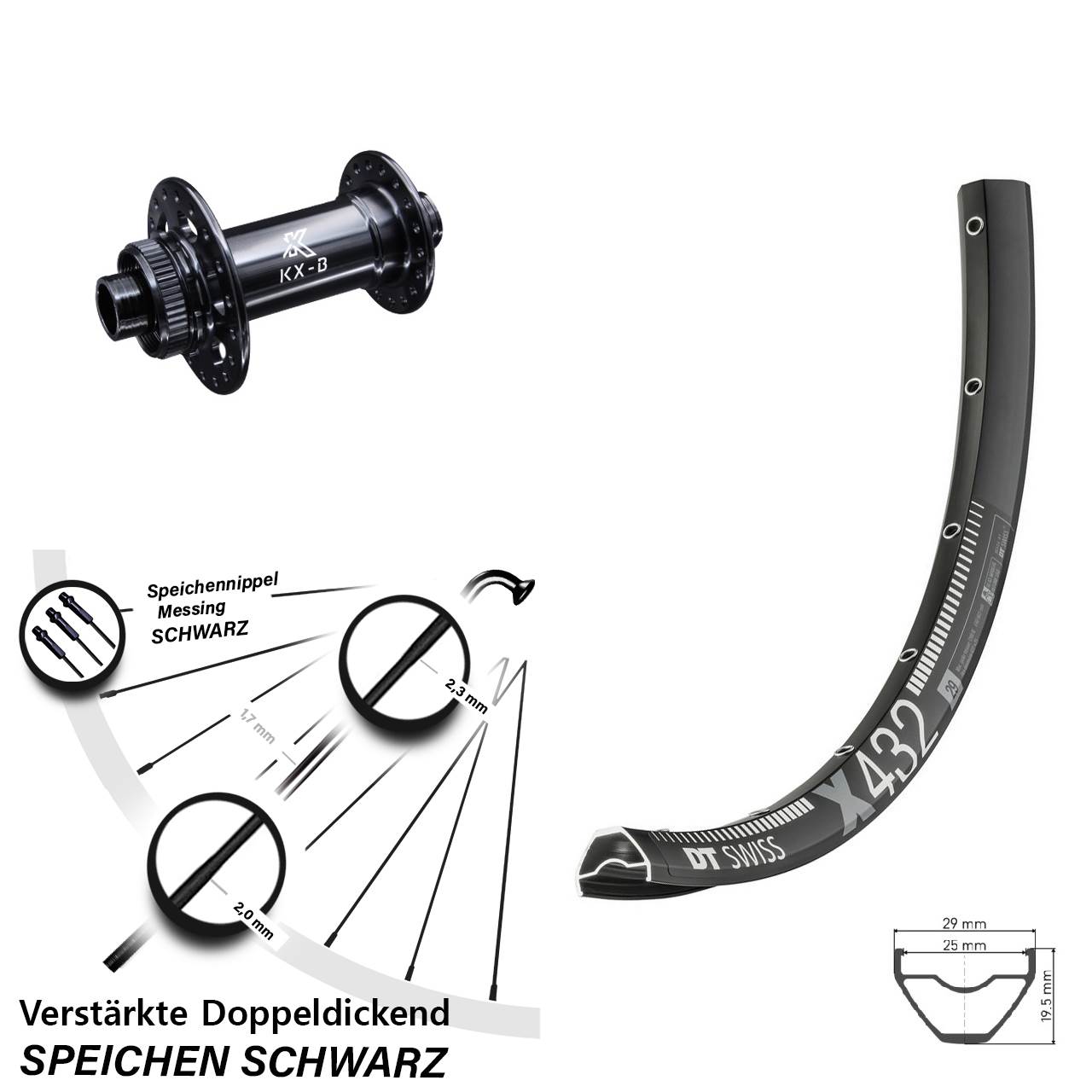 29 Zoll DT Swiss X 432 KX-B Centerlock Vorderrad 15x110 Boost