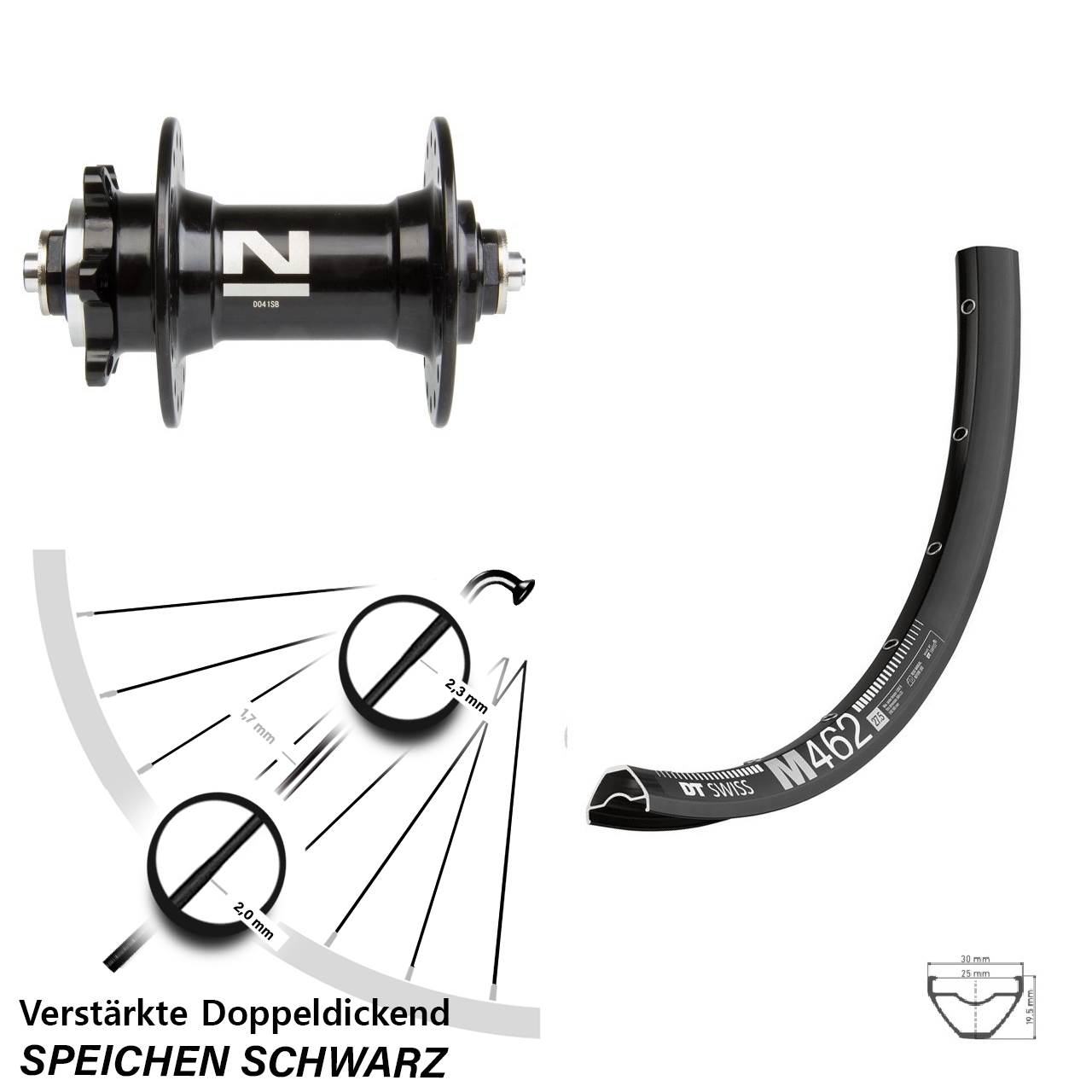 6-Loch Vorderrad 27,5 Zoll DT Swiss M462 Novatec D041 QR