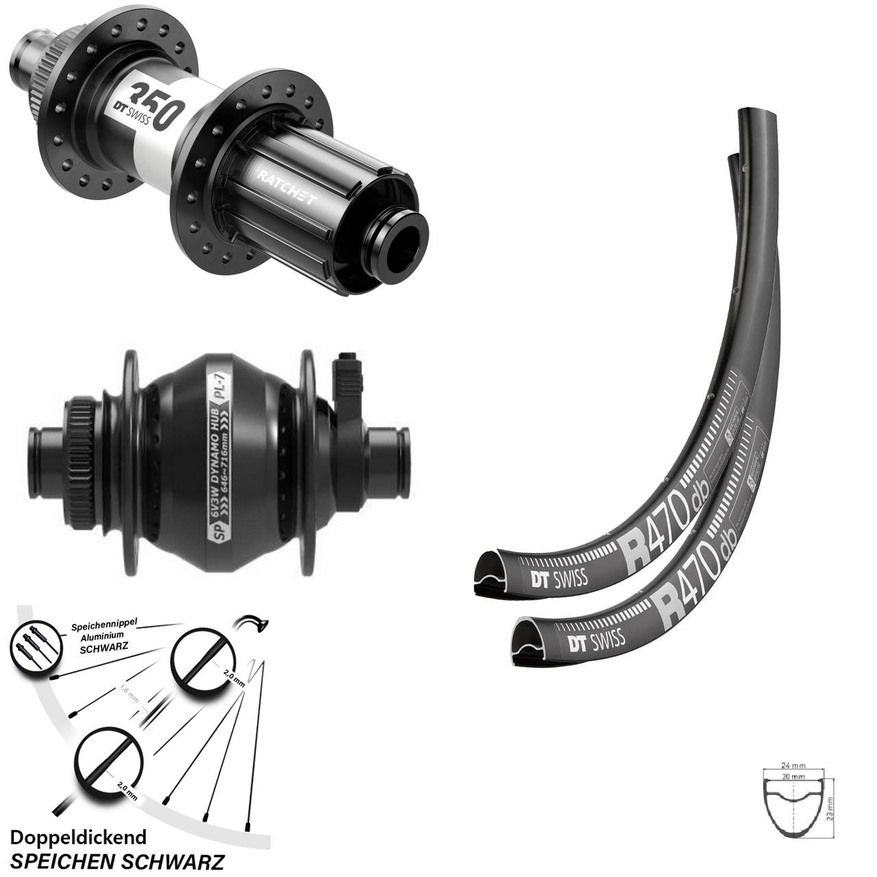 SP PL-7 28 Zoll Laufradsatz DT Swiss R470-350 11-12 fach Disc 12x100/142