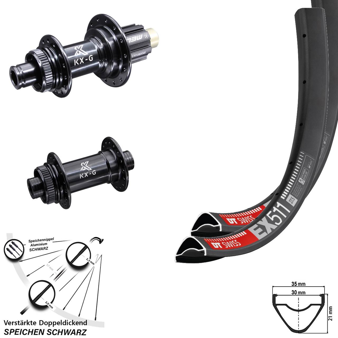 Laufradsatz Centerlock 27,5 Zoll DT Swiss EX 511 KX-G Campa N3W 12x100/142