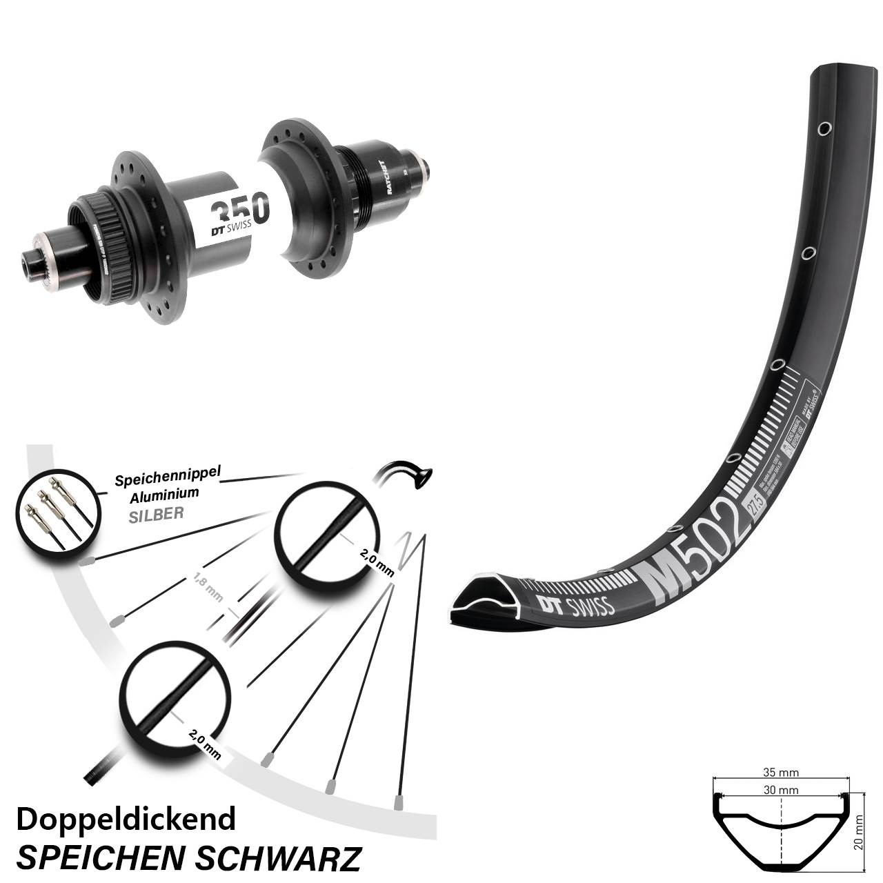 Boost Disc Hinterrad QR 29 Zoll DT Swiss M 502-350 XD