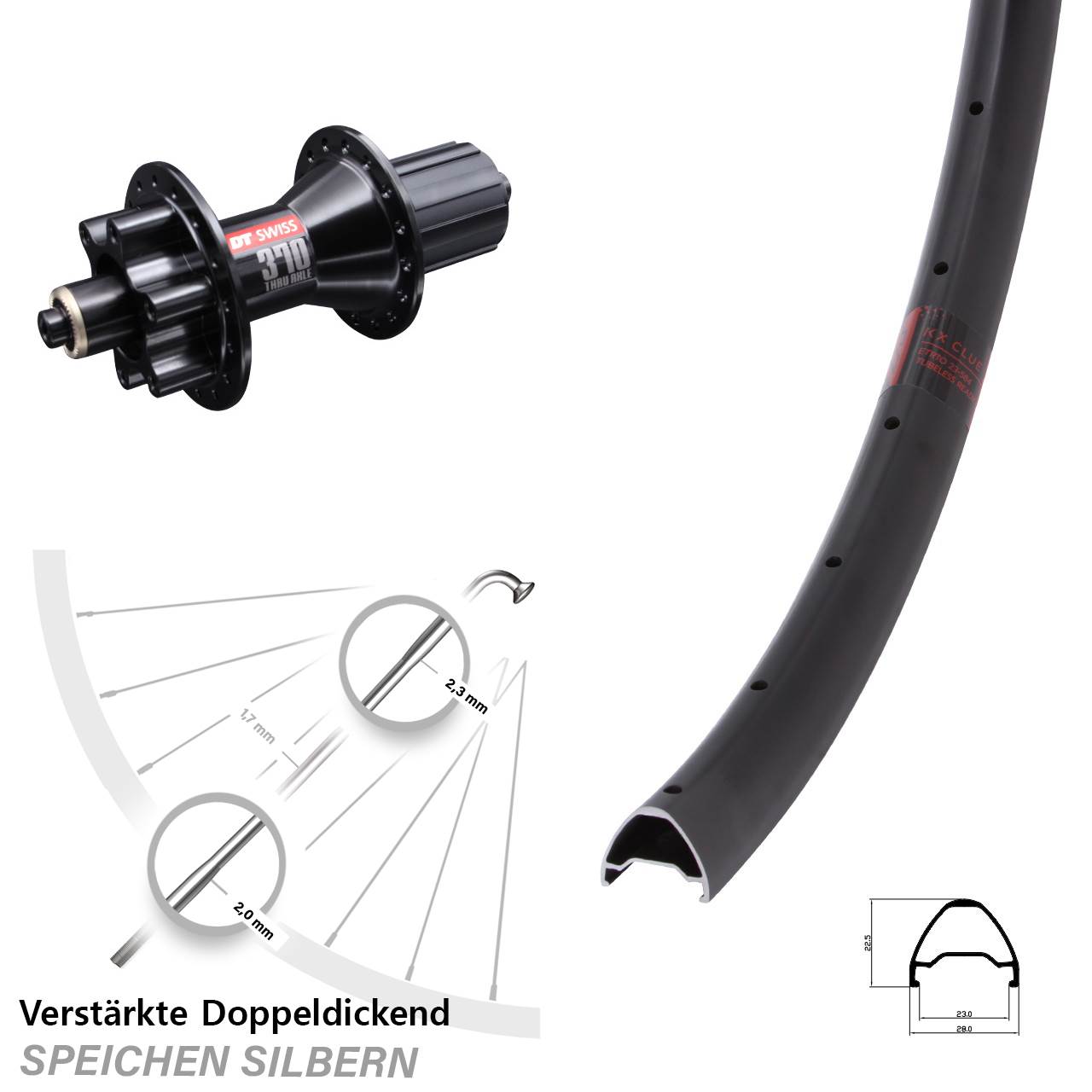 Disc Hinterrad 29 Zoll KX Clue DT Swiss 370 Hybrid 8-11 fach QR