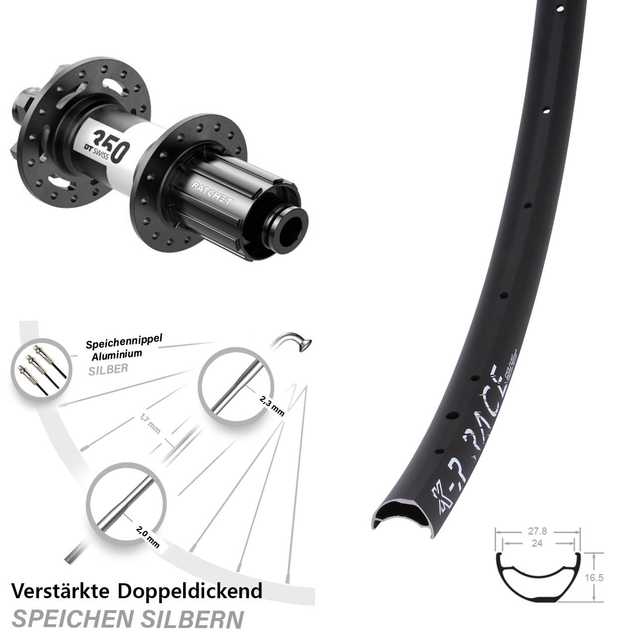 KX-R Race DT Swiss 350 Disc Hinterrad 12x142 8-11 fach