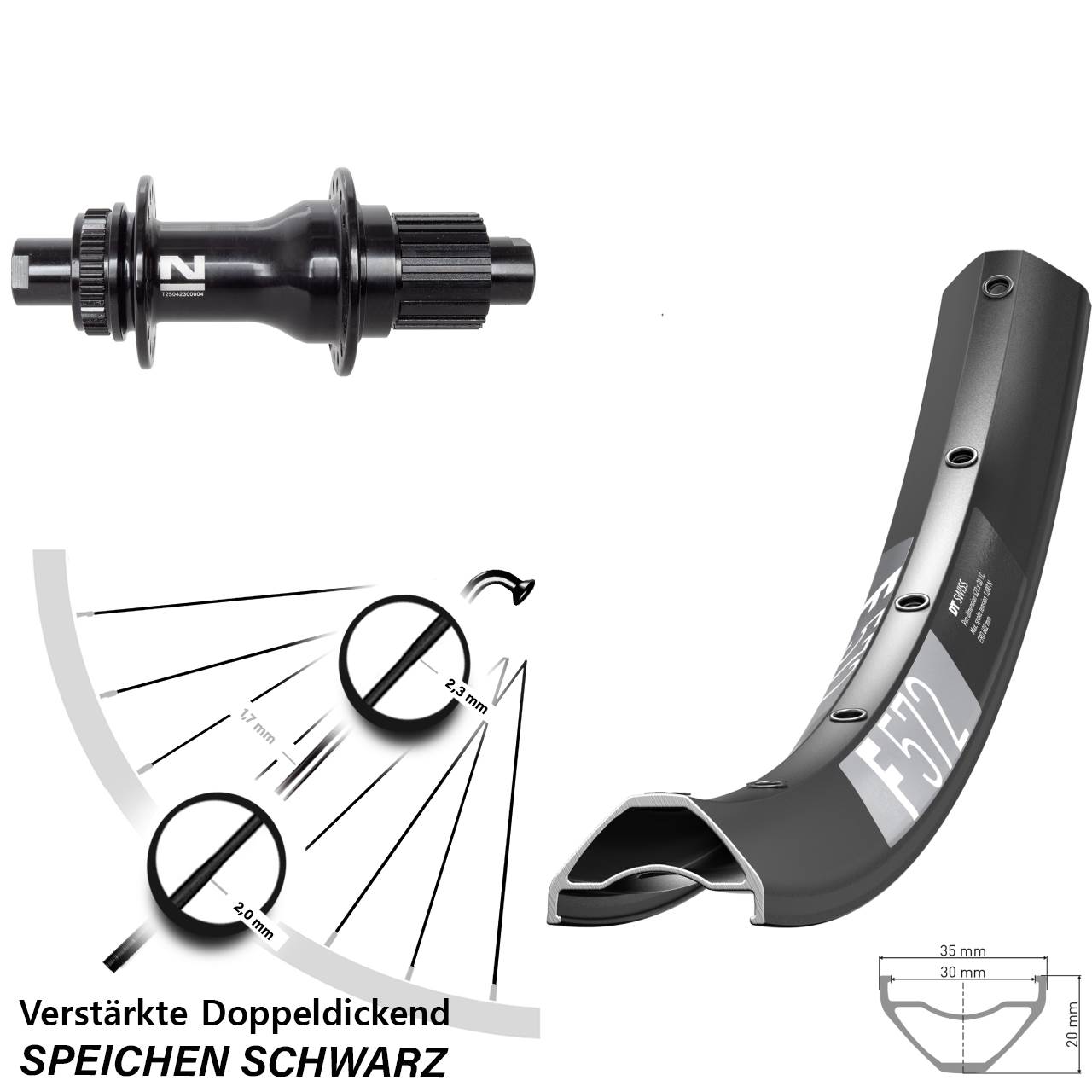 DT Swiss F572 Novatec D792SB 27,5 Zoll Hinterrad Centerlock 12x142 Micro Spline